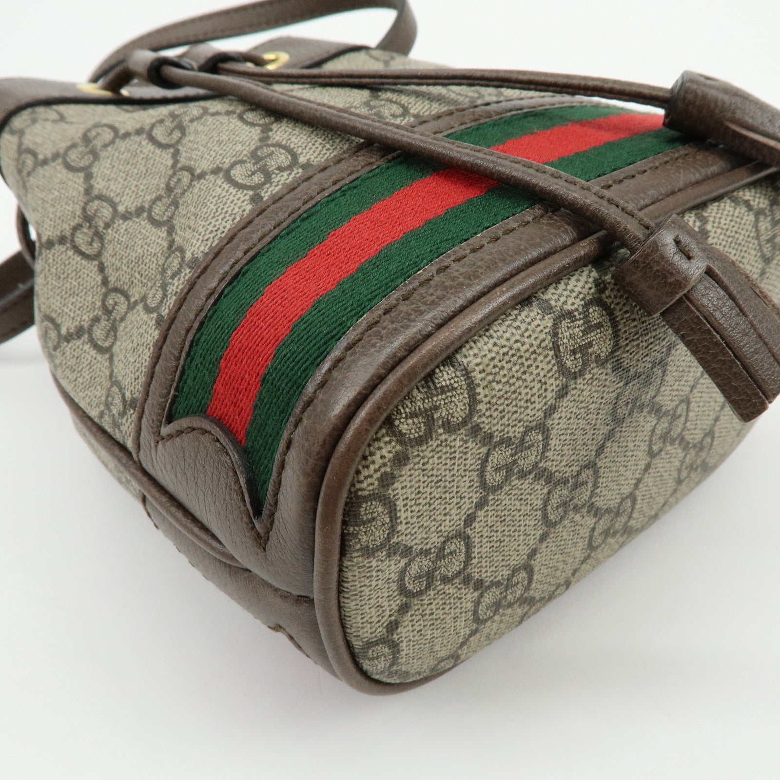 GUCCI Ophidia Sherry GG Supreme Leather Mini Bucket Bag 550620