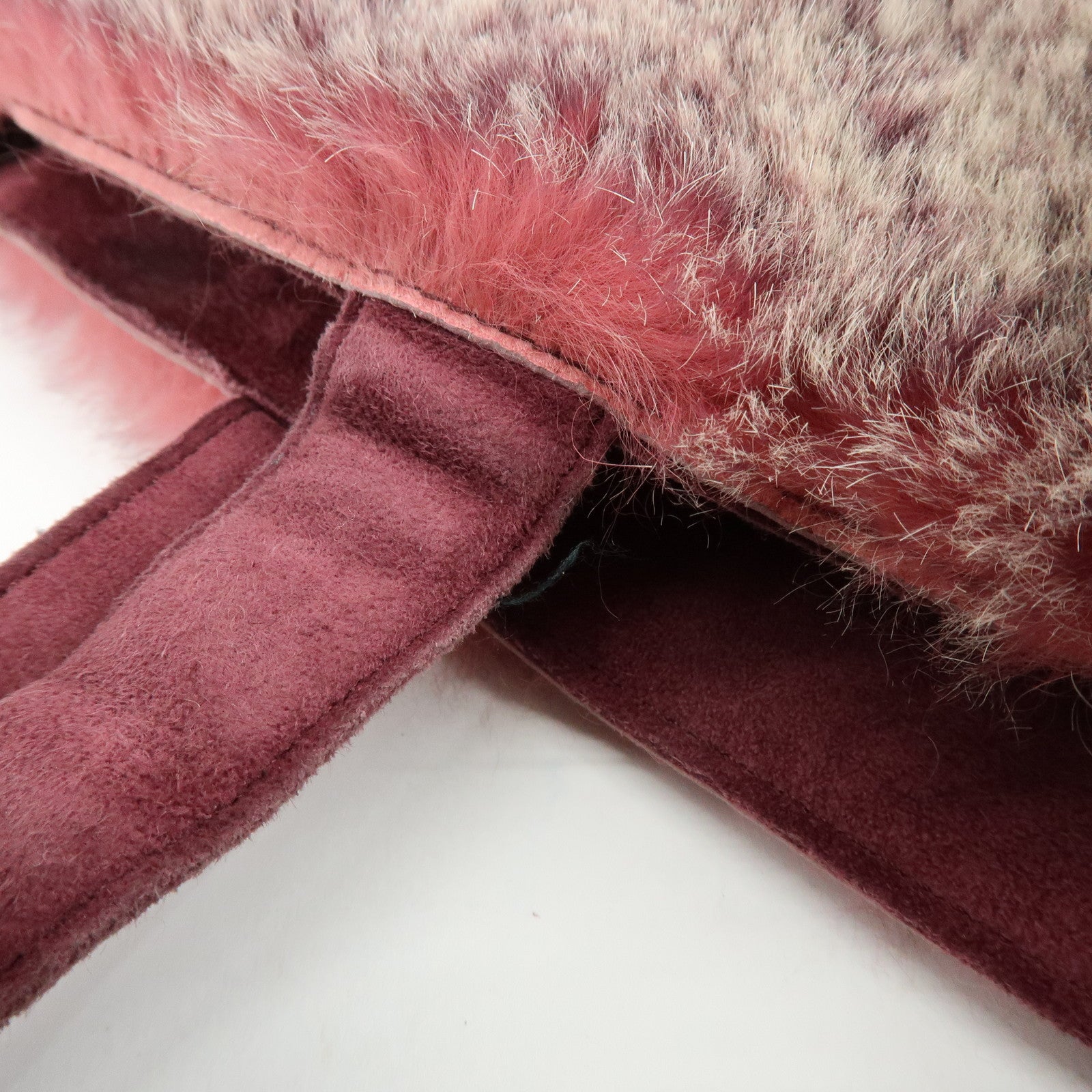 CHANEL COCO Mark Fur Suede Hand Bag Tote Bag Bordeaux Beige