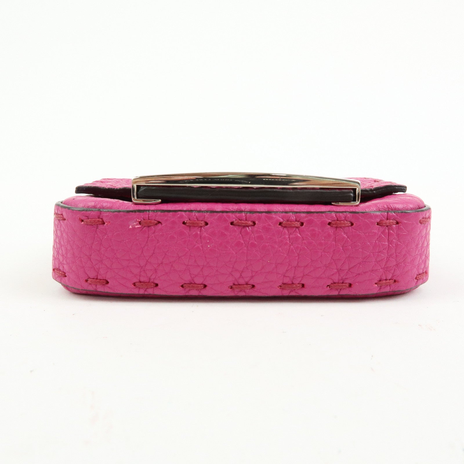 FENDI Nano Baguette Leather Mini Chain Shoulder Bag Charm Pink 7AS045