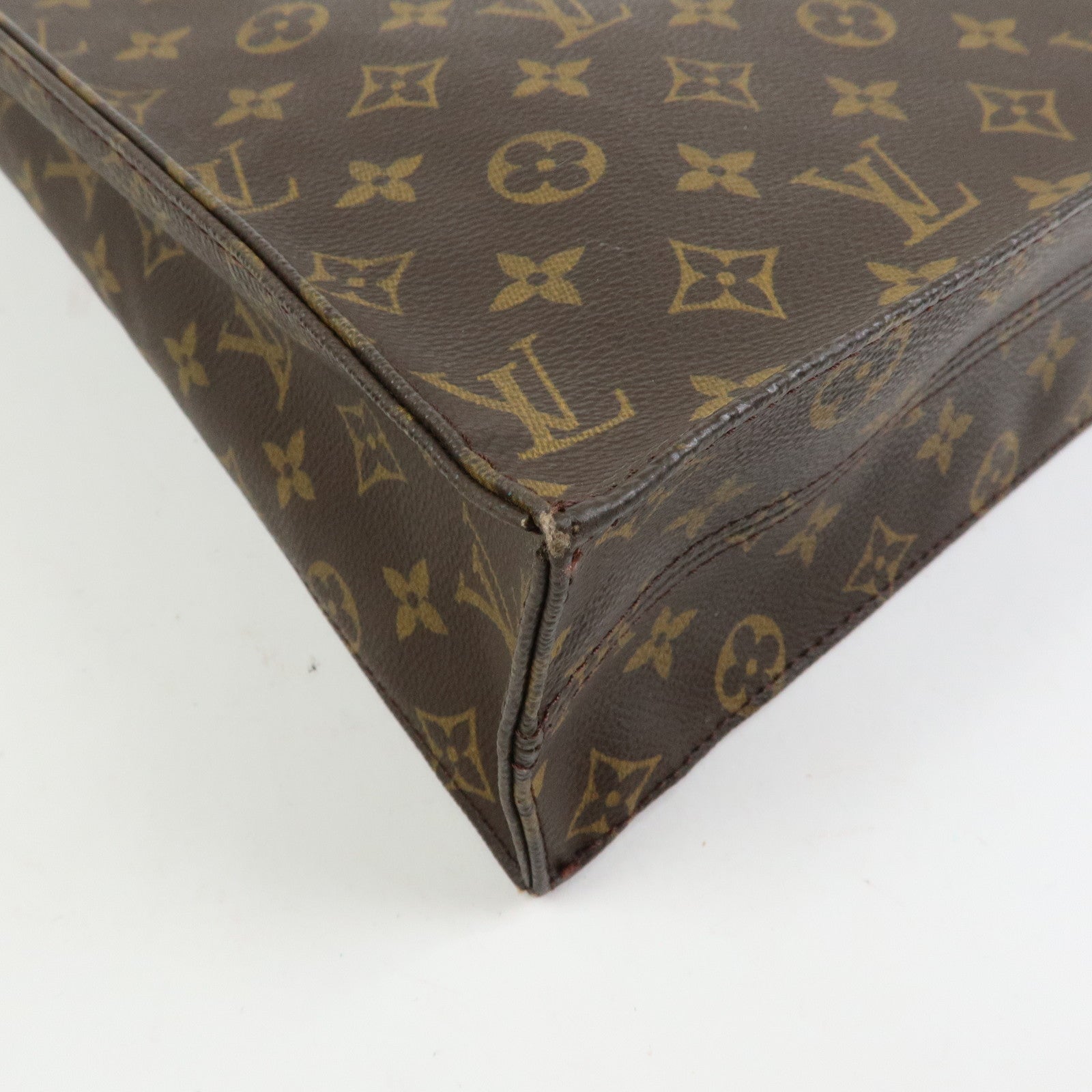 Louis Vuitton Monogram Sac Plat Tote Bag Hand Bag Brown M51140