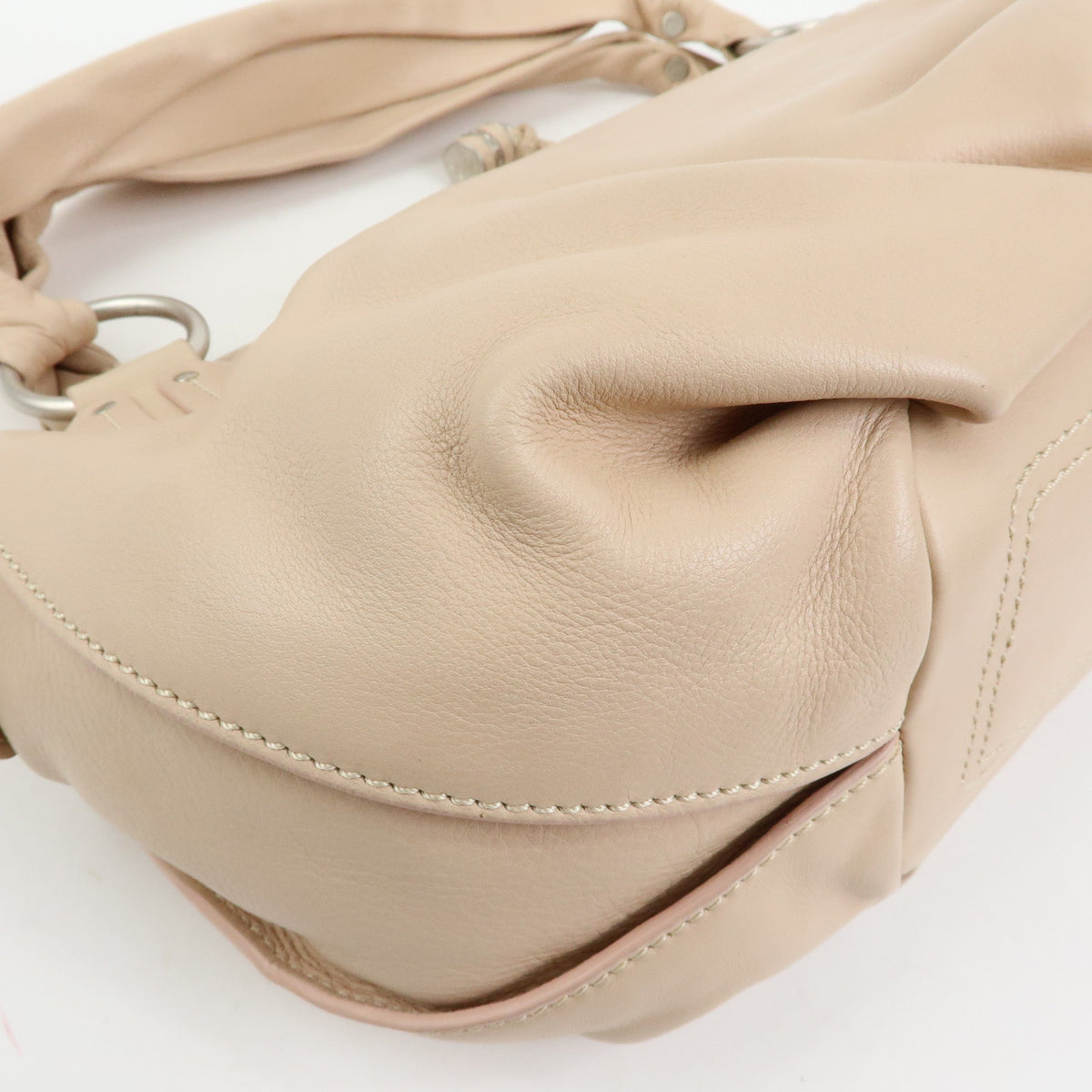 CELINE Bittersweet Leather Shoulder Bag Hand Bag Pink Beige