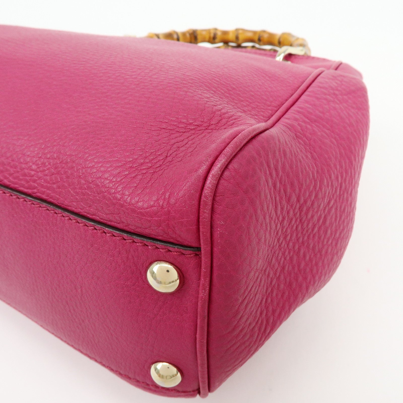 GUCCI Bamboo Shopper Small Leather 2Way Bag Hand Bag Pink 336032