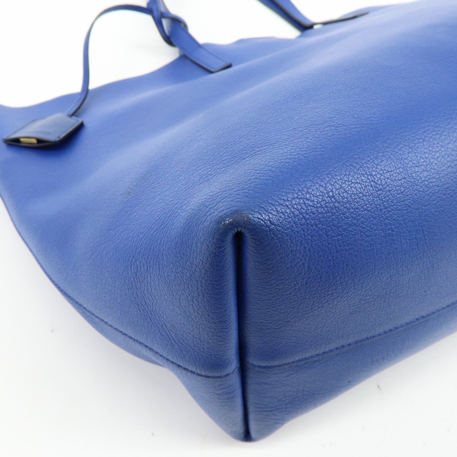 SAINT LAURENT PARIS Cassandra Leather Sac Shopping Bag Blue 394195