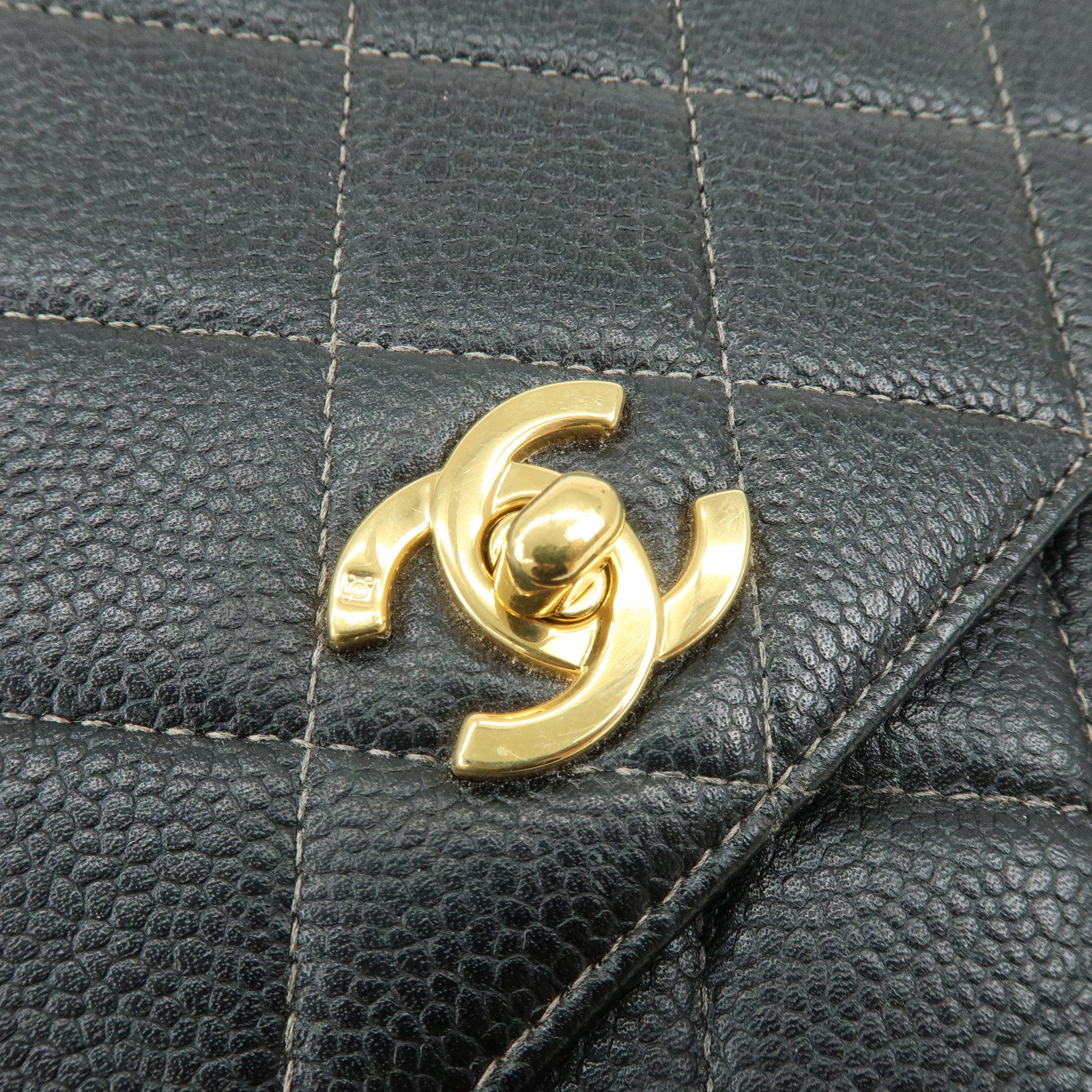 CHANEL COCO Mark Matelasse Caviar Skin Shoulder Bag Black