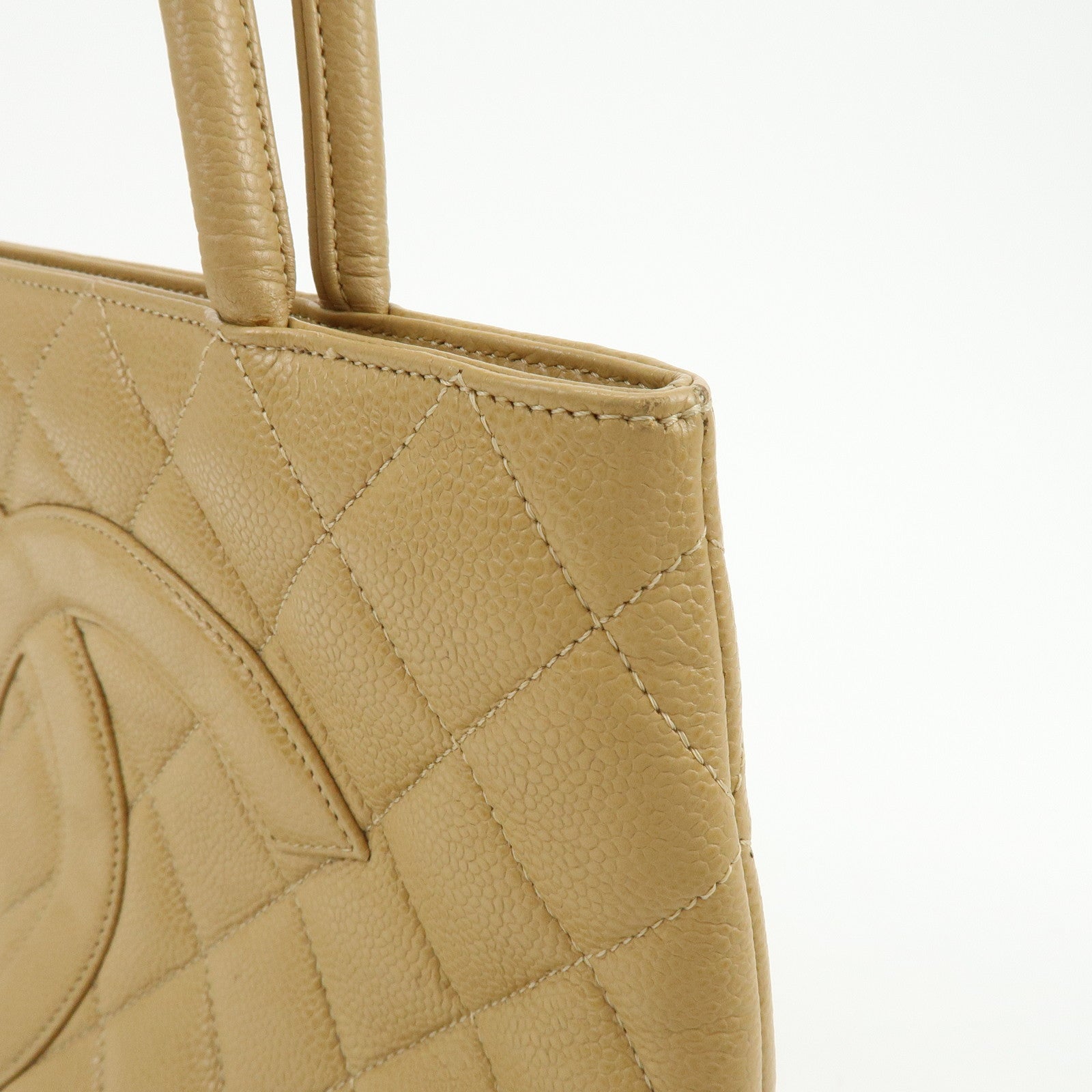 CHANEL Medallion Matelasse COCO Mark Tote Bag Hand Bag Beige A01804