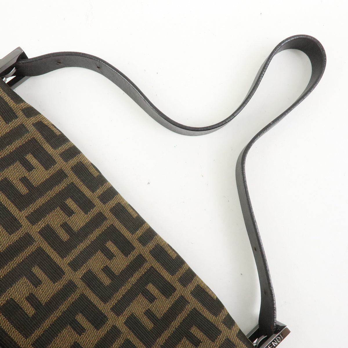 FENDI Mamma Baguette Zucca Canvas Leather Shoulder Bag Brown 8BR001