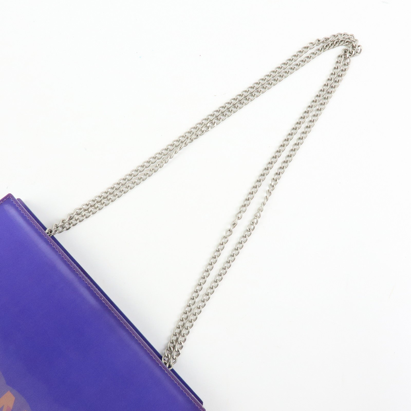 CHANEL COCO Mark Vinyl Hologram Logo Chain Shoulder Bag Purple