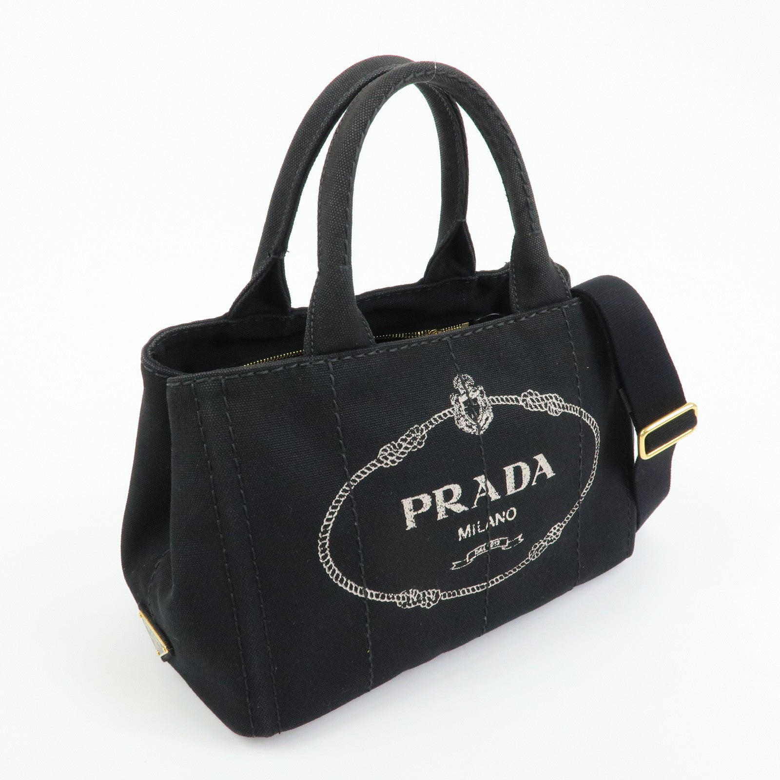 PRADA Triangle Log Canapa Mini Canvas 2Way Bag Hand Bag 1BG439