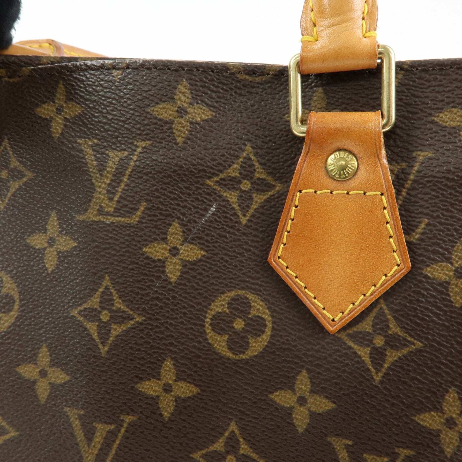 Louis Vuitton Monogram Sac Plat Tote Bag Hand Bag Brown M51140