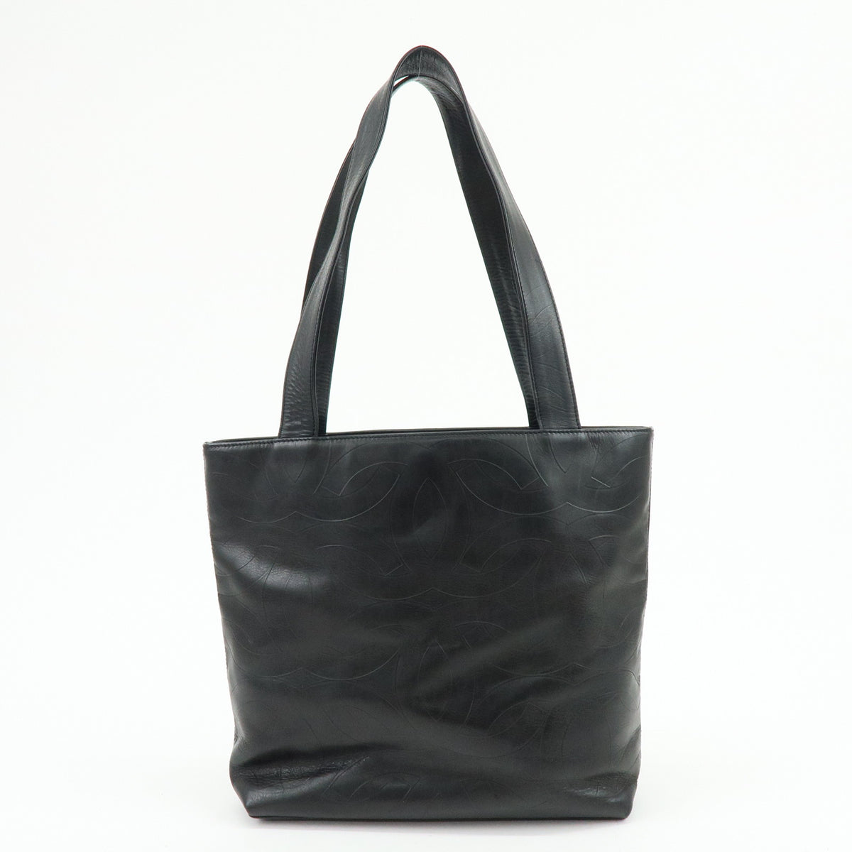 CHANEL COCO Mark Lamb Skin Tote Bag Shoulder Bag Black