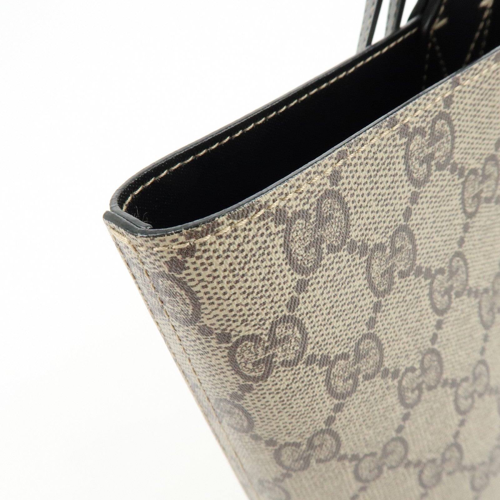 GUCCI GG Supreme Leather Reversible Tote Bag Hand Bag Beige 372618
