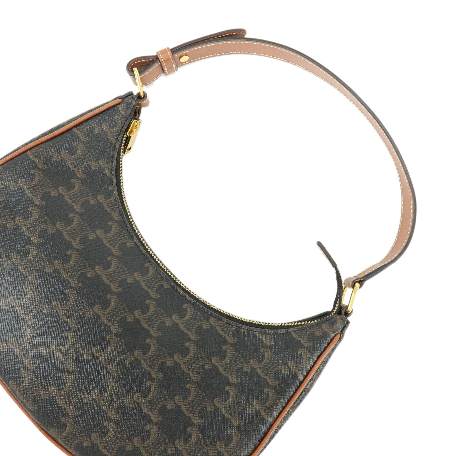 CELINE AVA PVC Leather Shoulder Bag Hand Bag Black Brown