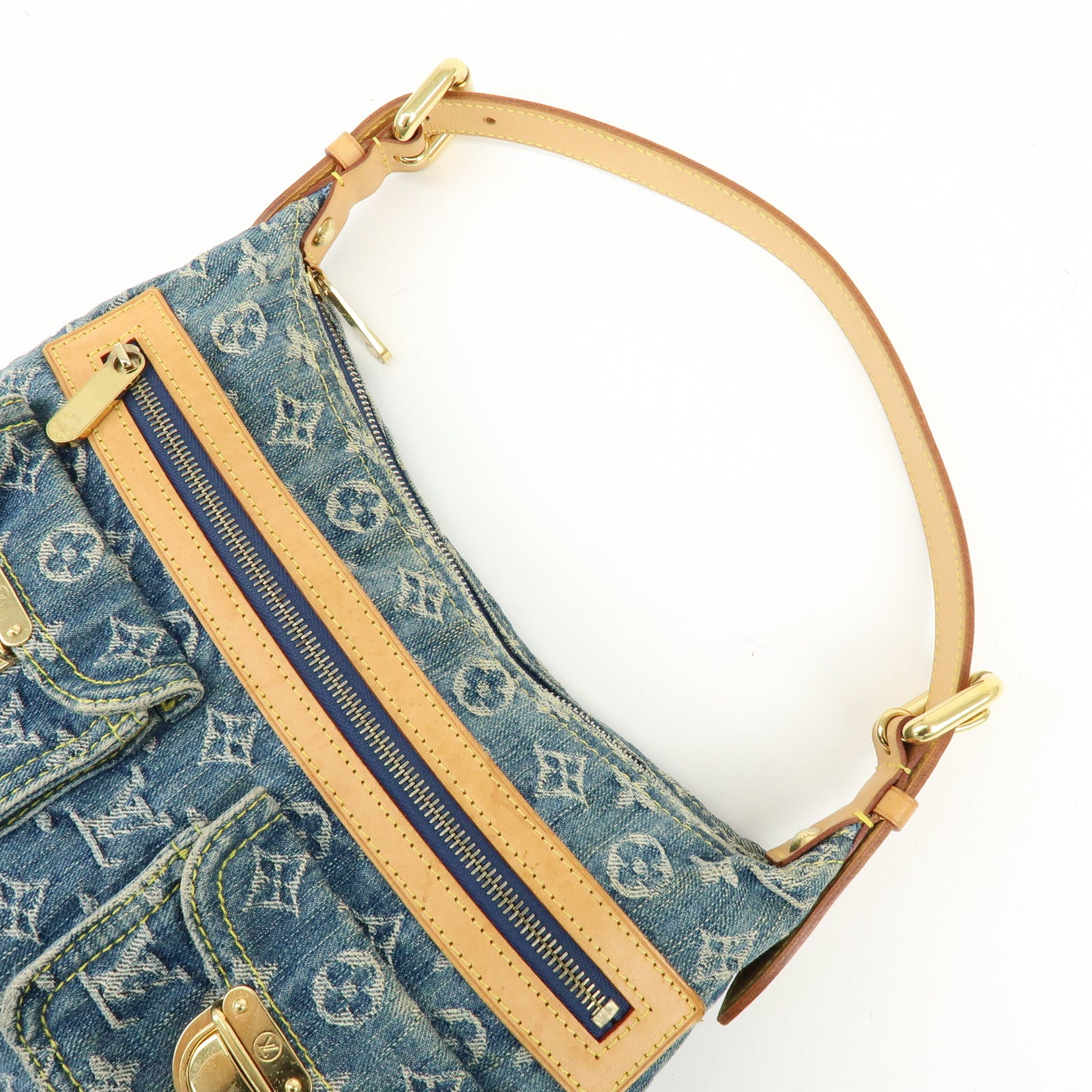 Louis Vuitton Monogram Denim Baggy PM 2Way Bag Shoulder Bag Blue M95049
