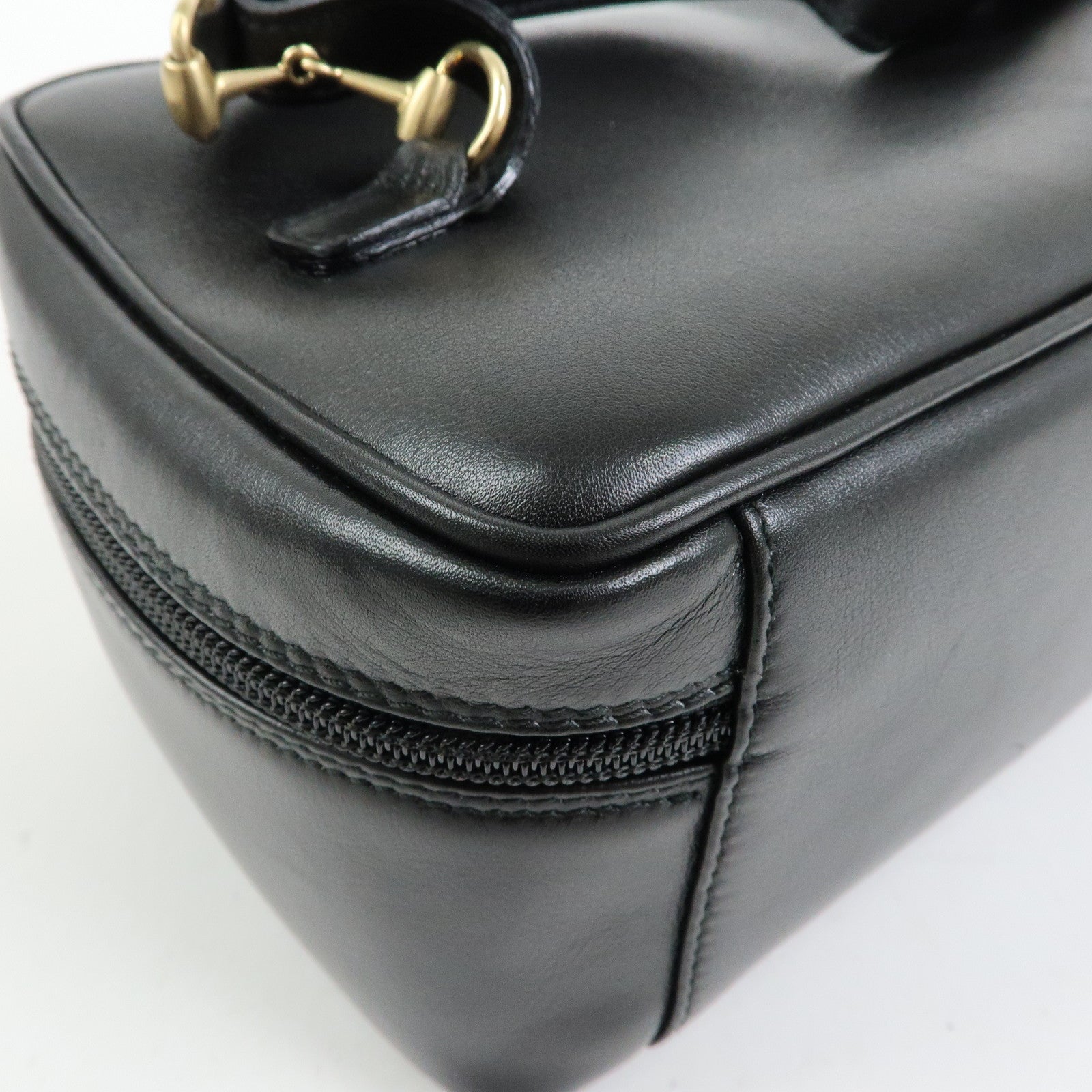 GUCCI Horsebit Leather Vanity Bag Cosmetic Bag Black 03217050140