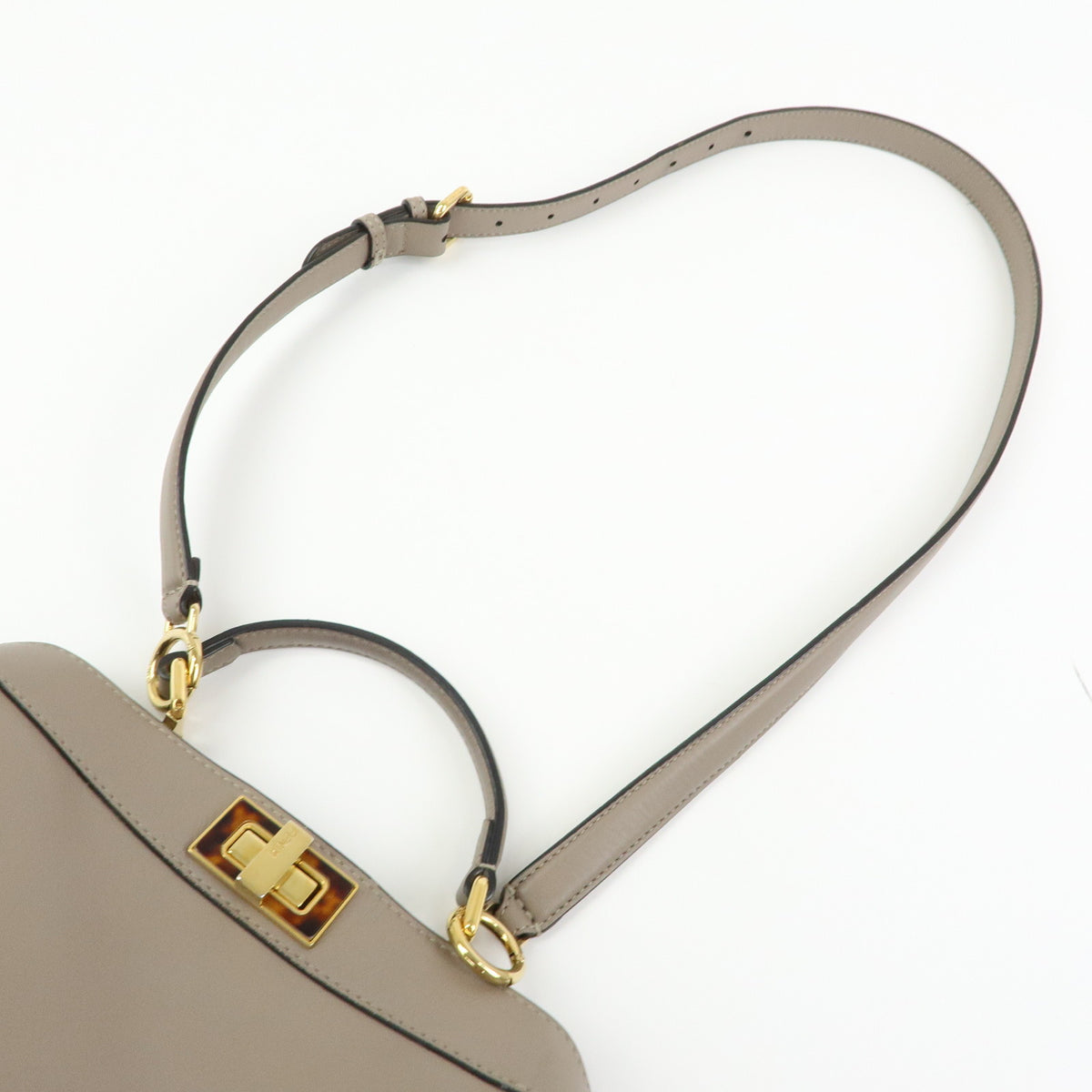 FENDI Peek a Boo ISeeU Small Leather 2Way Bag Hand Bag Greige 8BN327