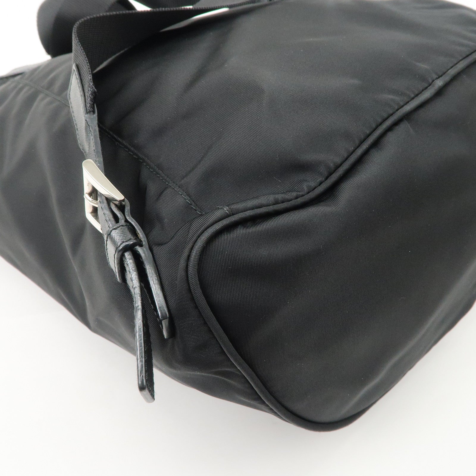 PRADA Triangle Logo Nylon Leather Backpack Ruck Sack Black Used