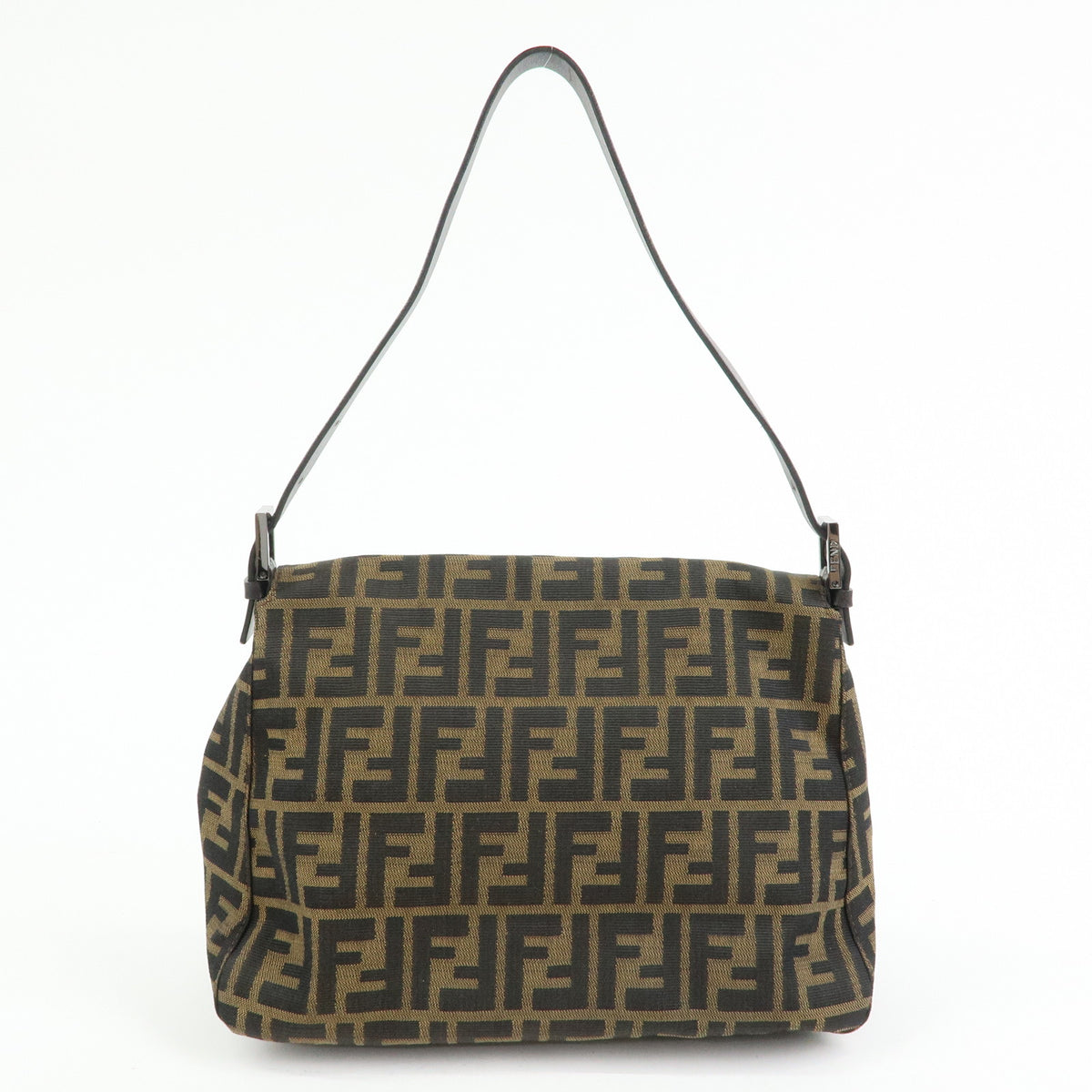 FENDI Mamma Baguette Zucca Canvas Leather Shoulder Bag Brown 8BR001