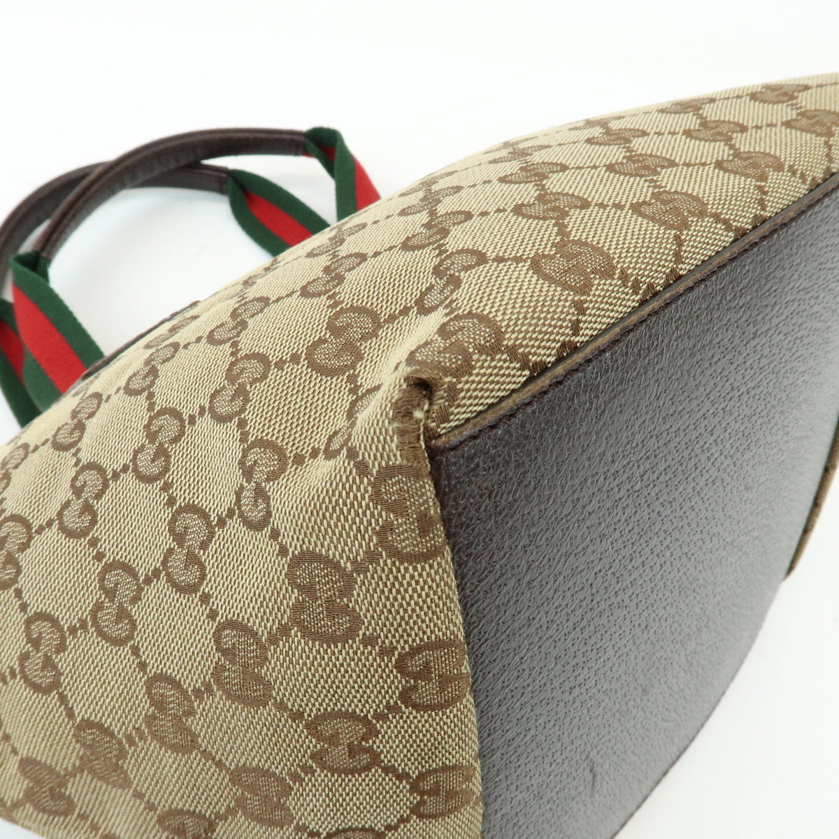GUCCI Sherry GG Canvas Leather Tote Bag Hand Bag Beige Brown 131228