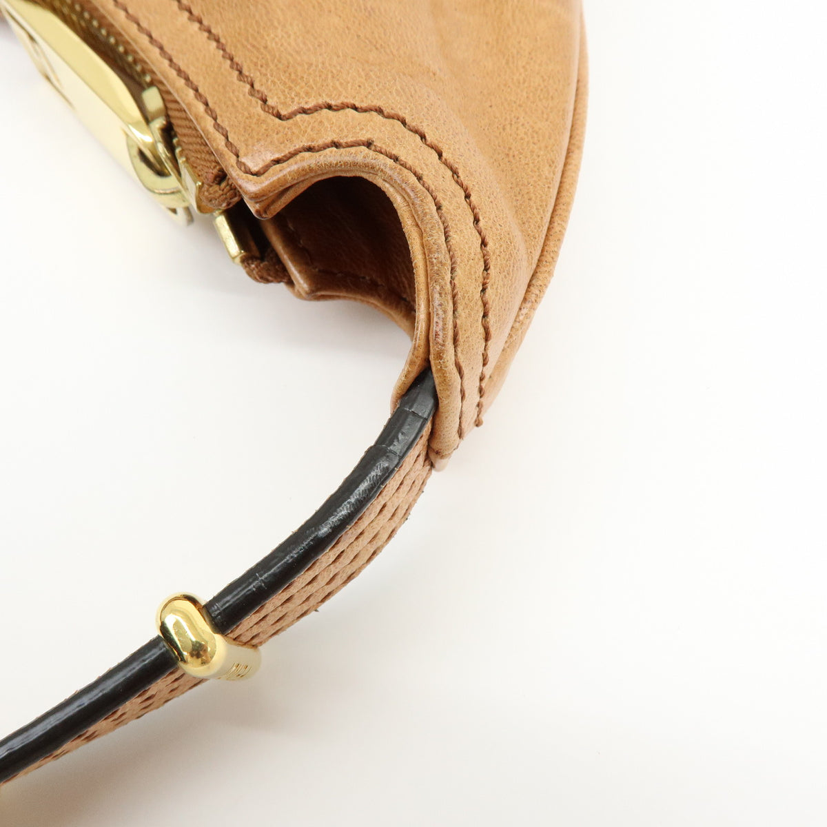 FENDI Hobo Unzipped Leather Shoulder Bag Hand Bag Camel Brown 8BR624