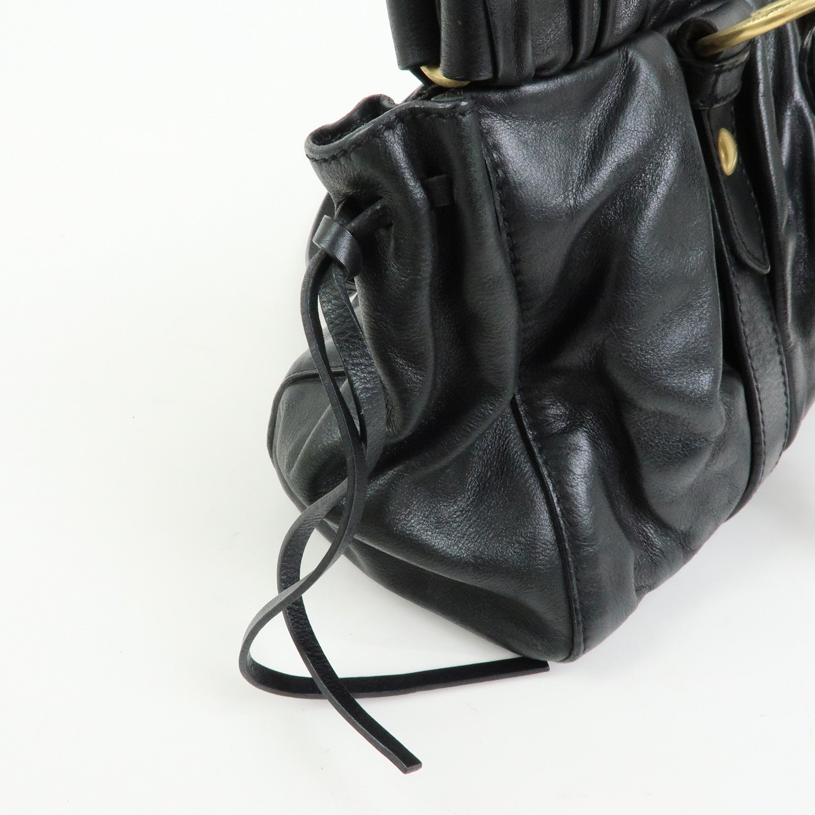 MIU MIU Vitello Lux Leather 2Way Bag Hand Bag Shoulder Bag Black