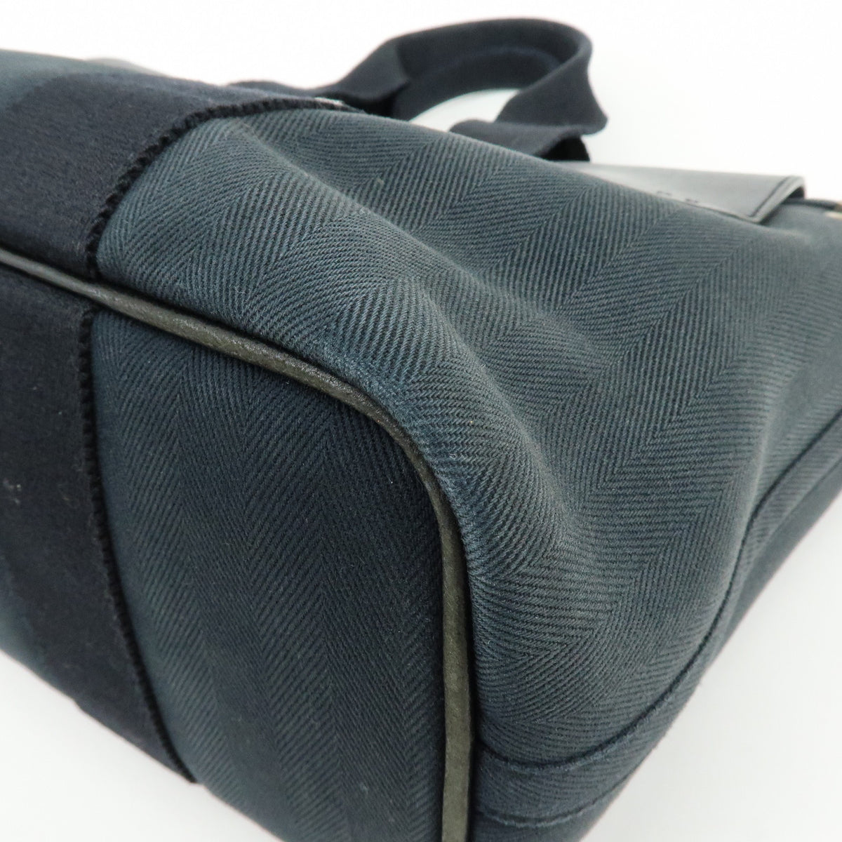 HERMES Valparaiso PM Canvas Leather Tote Bag Hand Bag Black