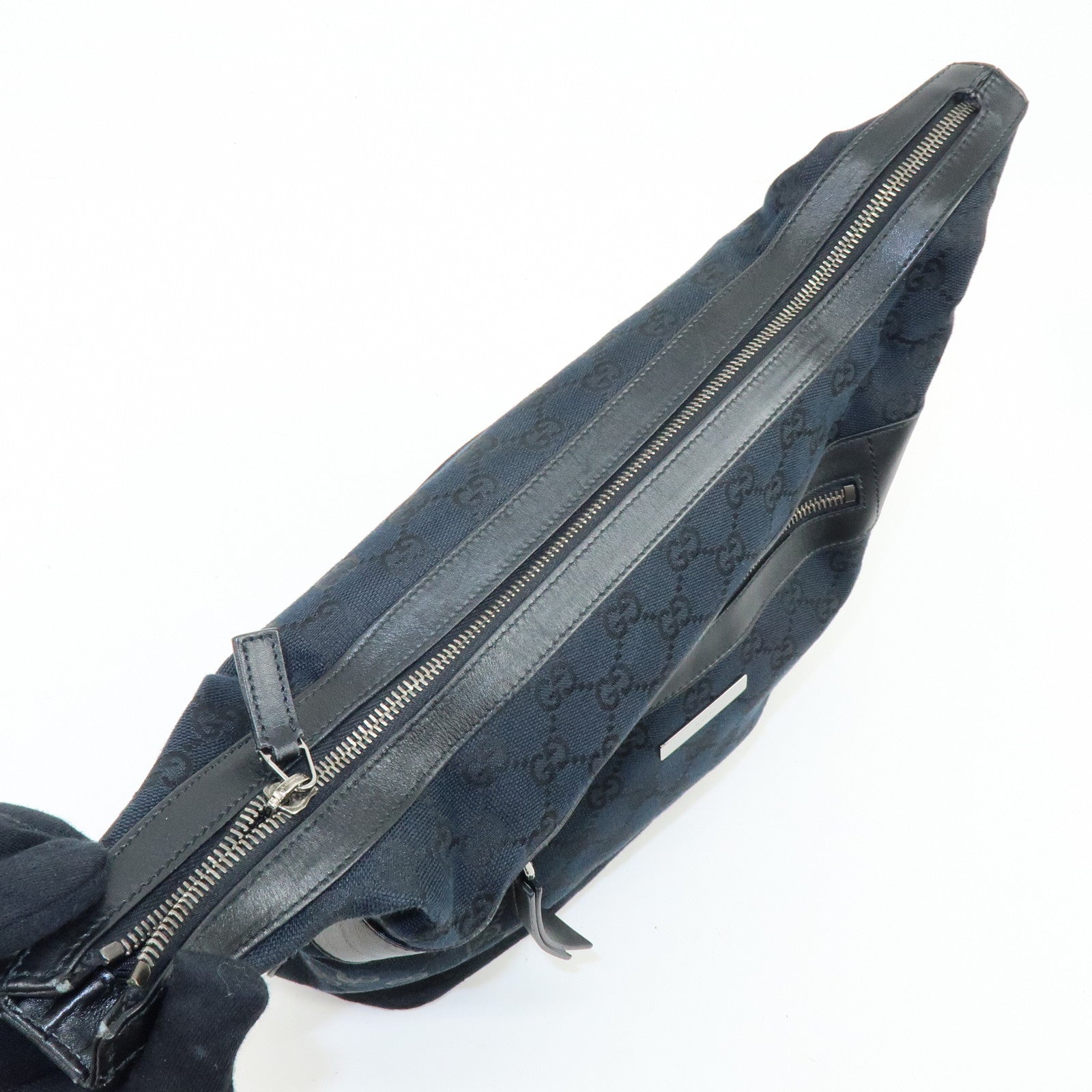 GUCCI GG Monogram Canvas Leather Shoulder Bag Black 001・4298