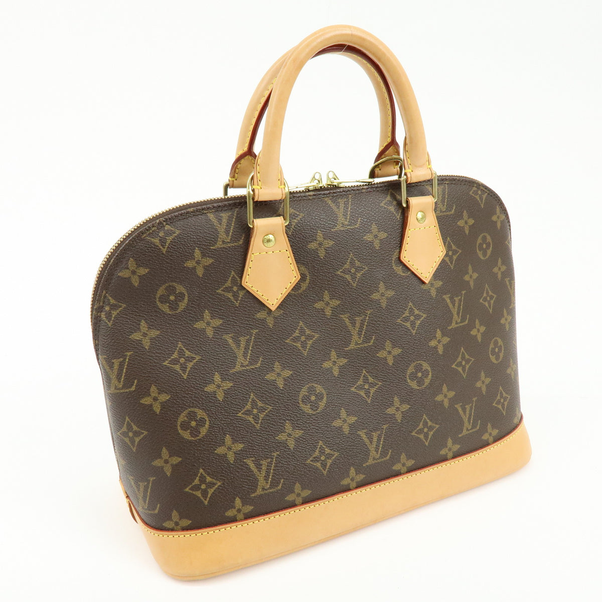 Louis Vuitton Monogram Alma Canvas Leather Hand Bag Brown M51130