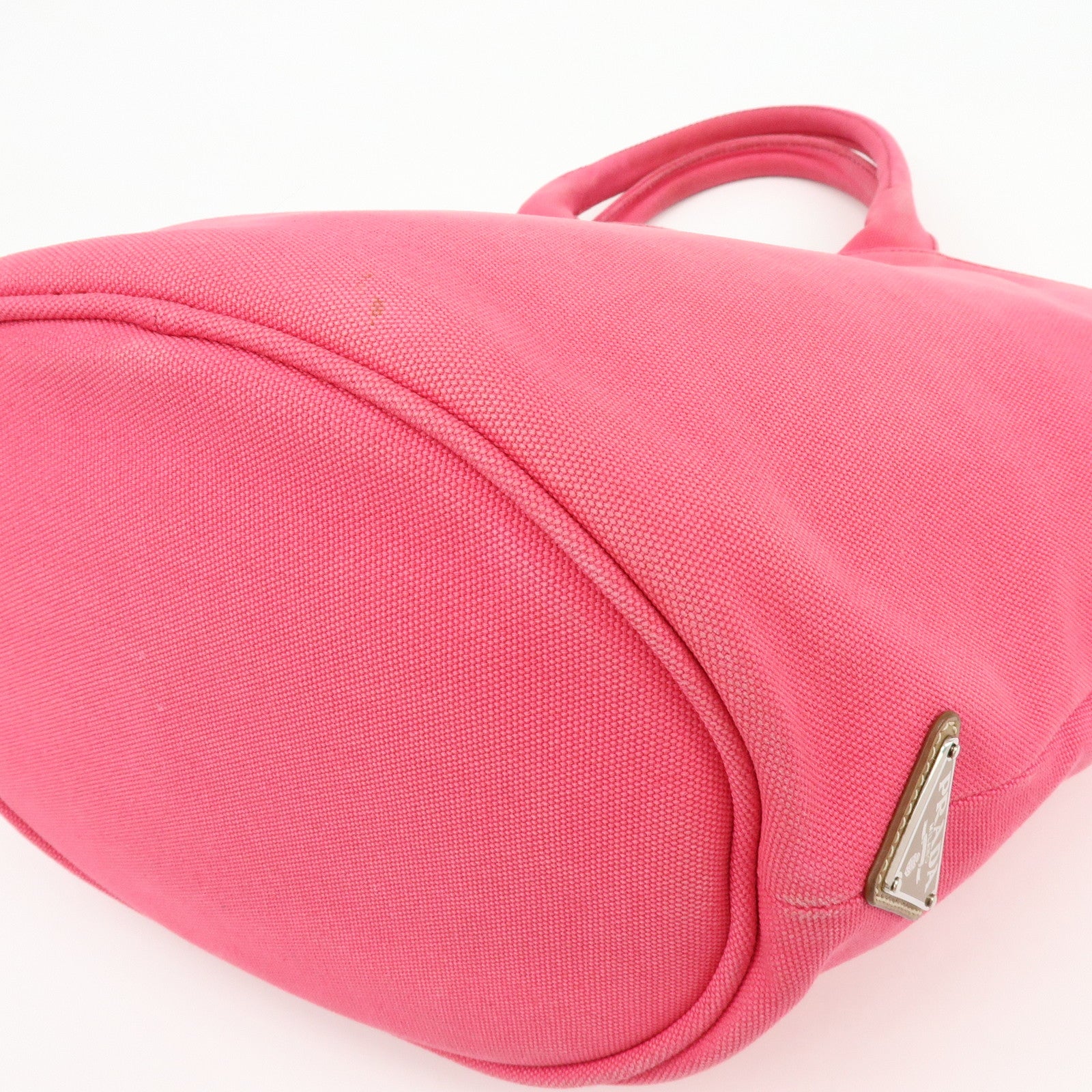 PRADA Canapa Triangle Logo Canvas 2Way Bag Hand Bag Pink 1BG163