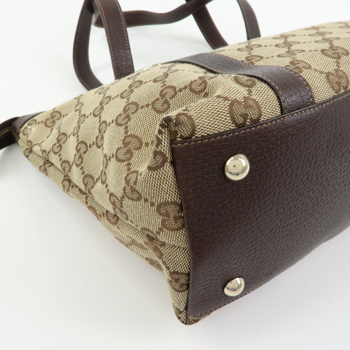 GUCCI Abbey GG Canvas Leather Tote Bag Hand Bag Beige Brown 141470