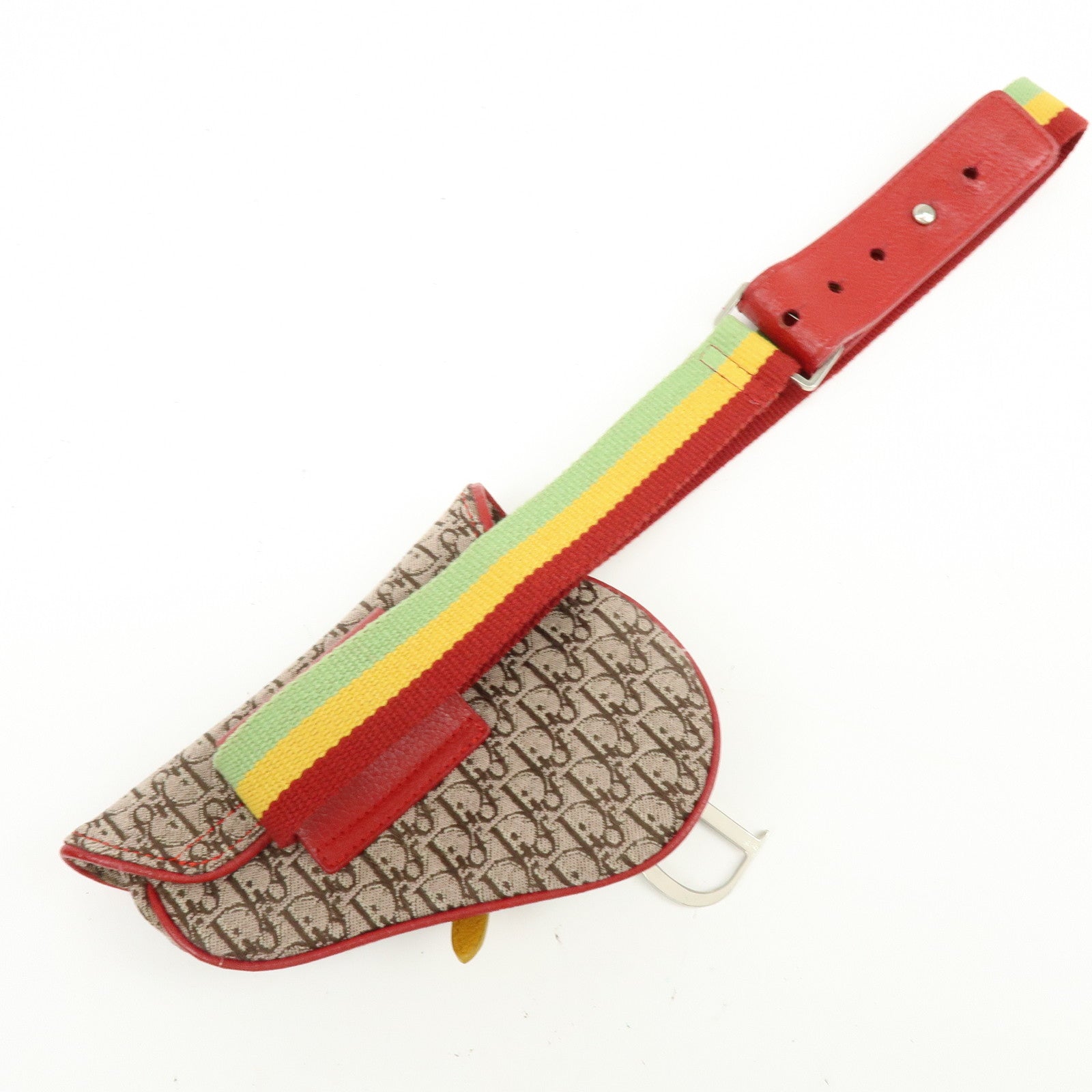 Christian Dior Trotter Saddle Rasta Canvas Leather Waist Bag Beige