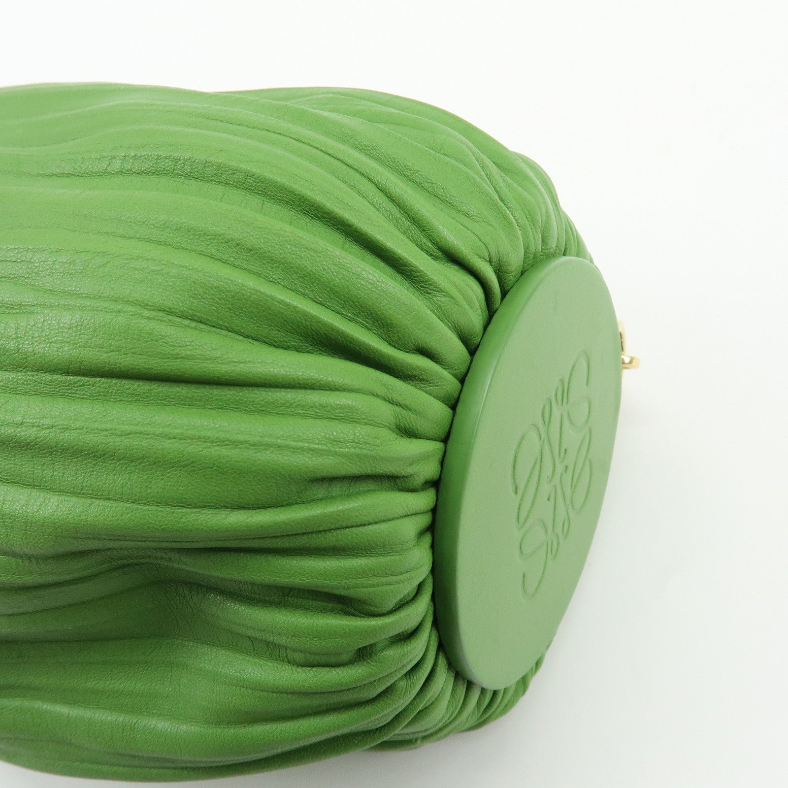 LOEWE Anagram Nappa Leather Shoulder Bag Bracelet Pouch Green