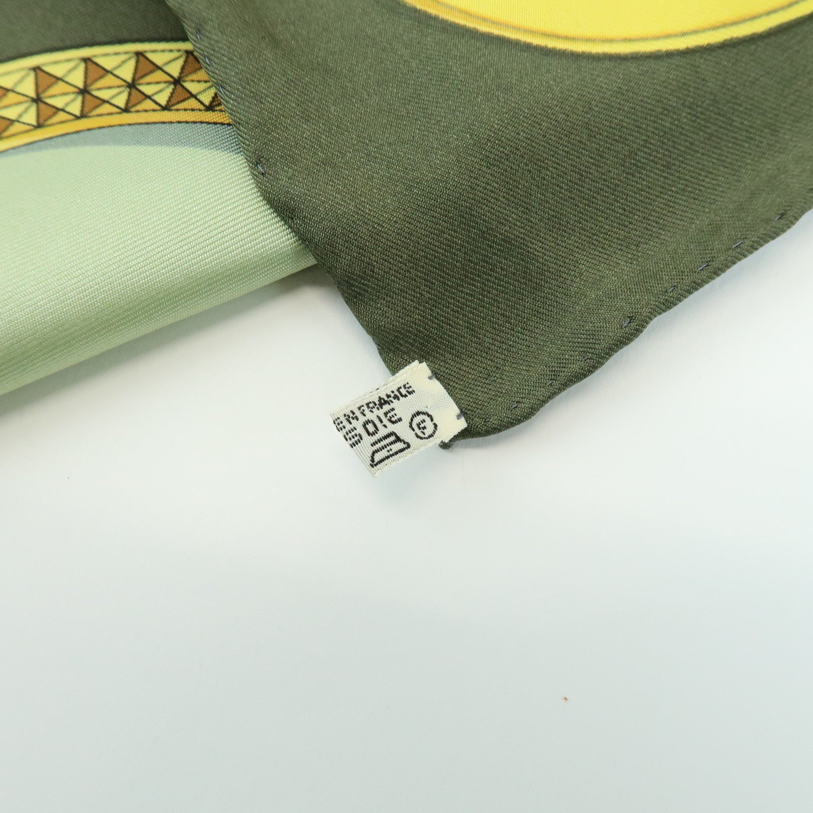 HERMES Carre 90 Silk 100% Scarf GRAND APPARAT Khaki Gold Green