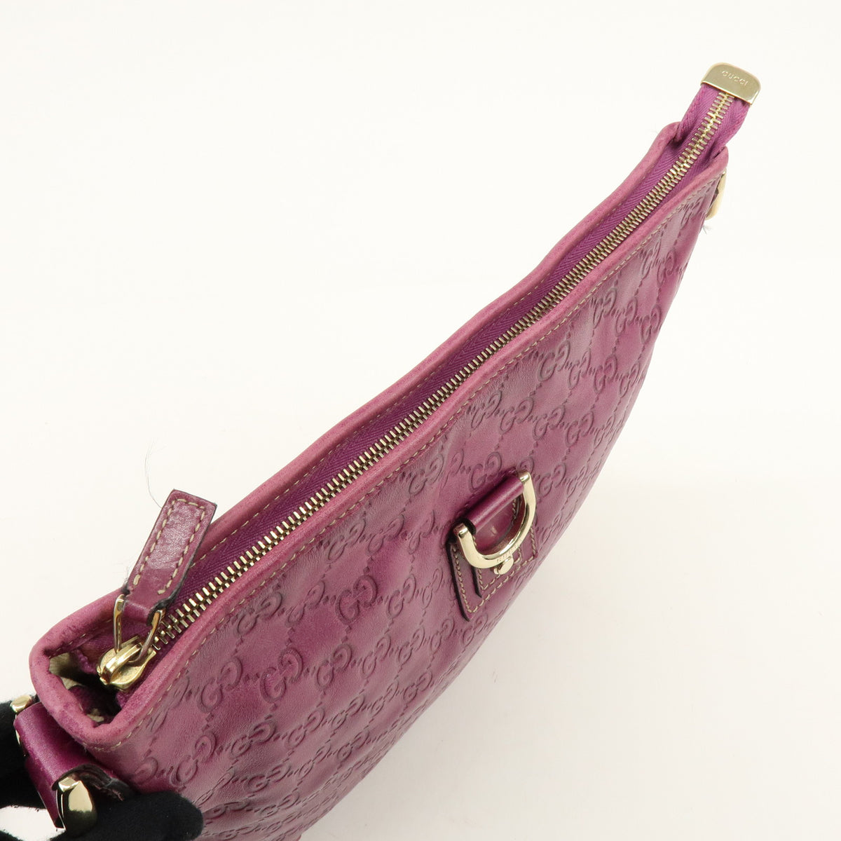 GUCCI Abbey Guccissima Leather Shoulder Bag Crossbody Bag Purple 131326
