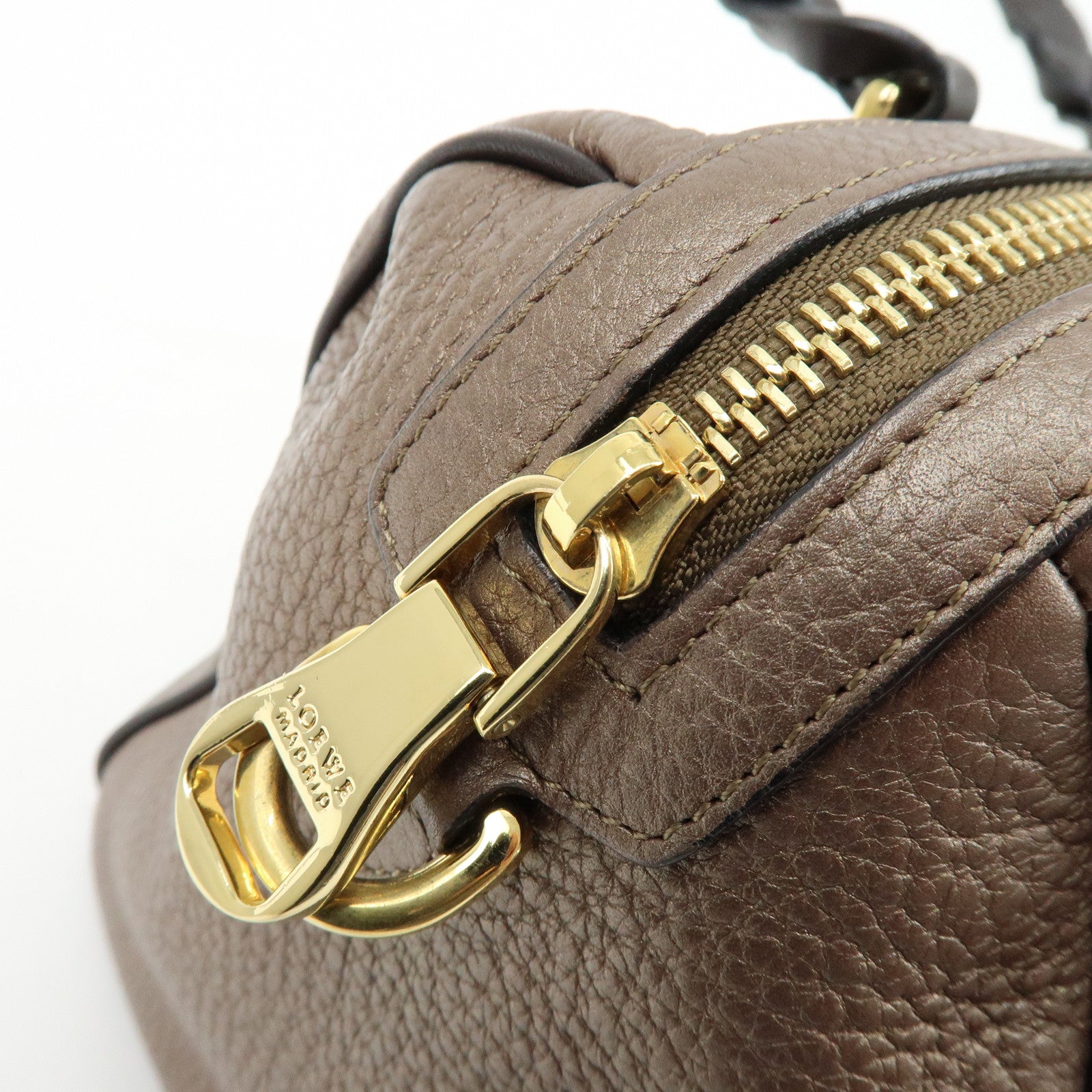 LOEWE Anagram Leather 2Way Bag Hand Bag Boston Bag Bronze