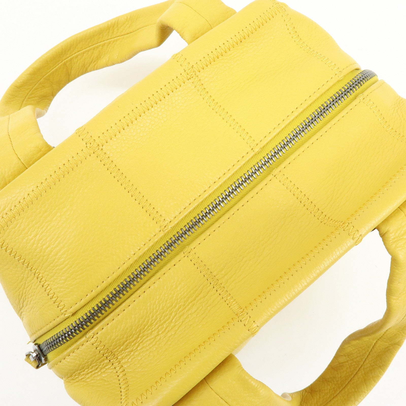 CHANEL Chocolate Bar COCO Mark Caviarskin Boston Bag Yellow A28023