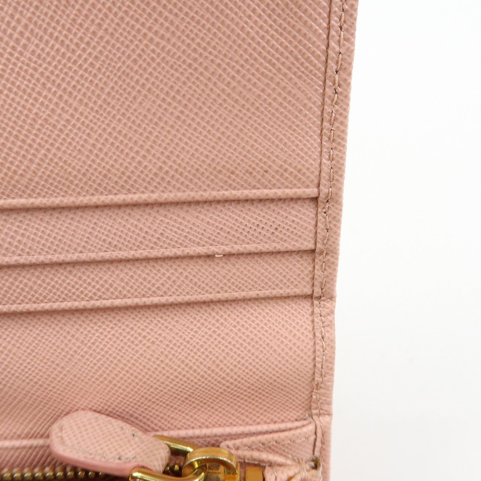 PRADA Logo Ribbon Saffiano Leather Long Wallet Pink 1M1132