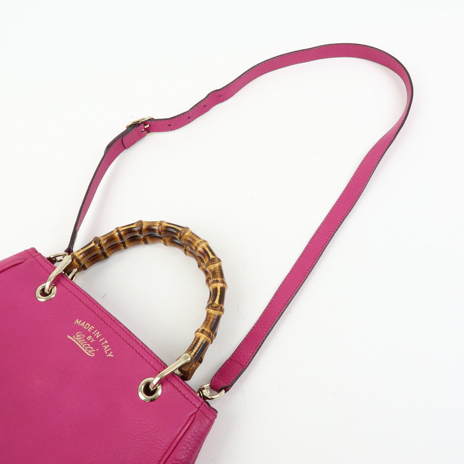GUCCI Bamboo Shopper Small Leather 2Way Bag Tote Bag Pink 336032