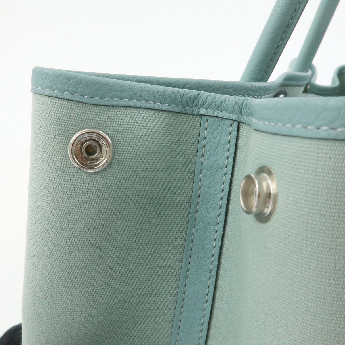 HERMES Garden Party PM Toile Officier N Stamped Tote Bag Sage Green
