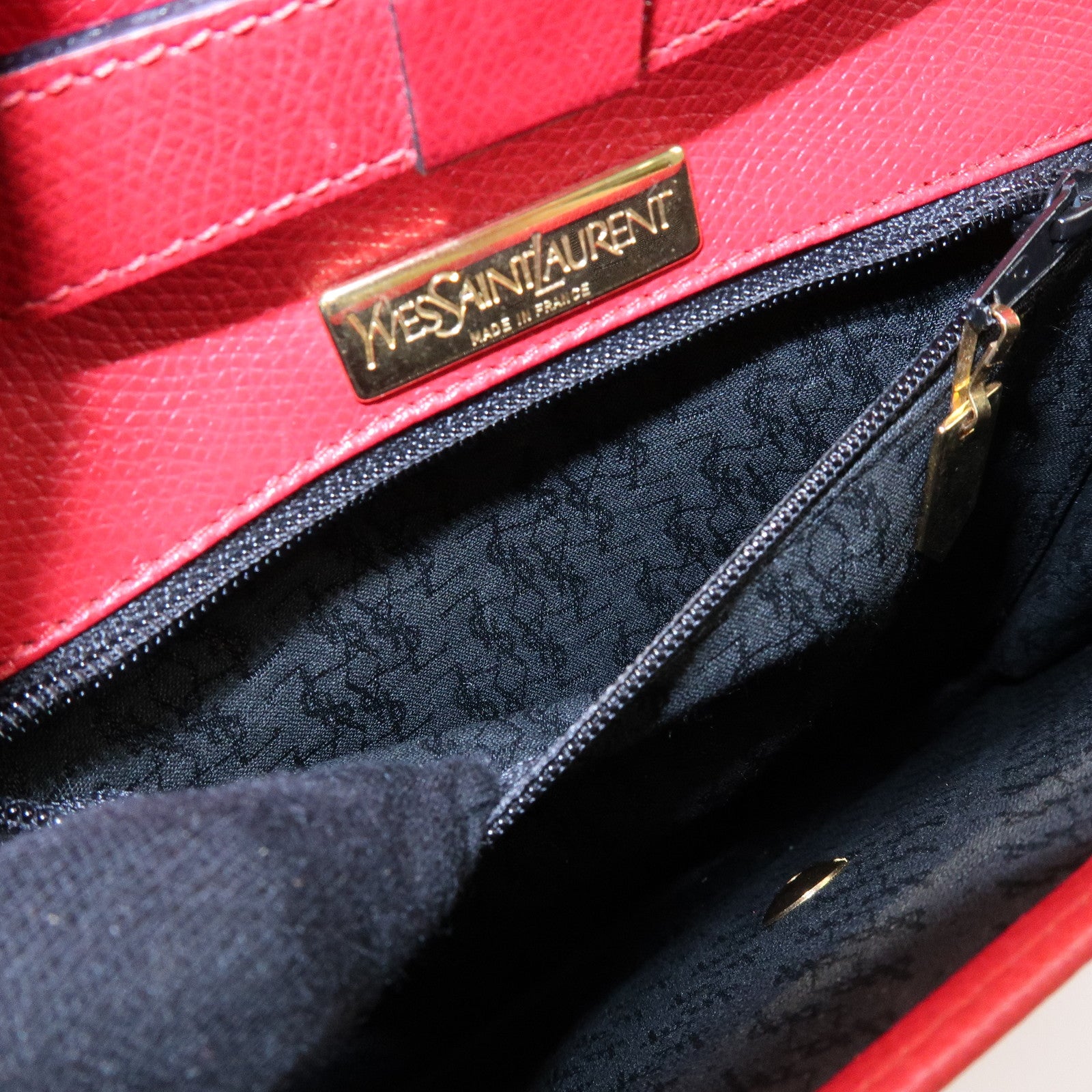 SAINT LAURENT PARIS Y-Line Leather Studs Shoulder Bag Crossbody Bag Red