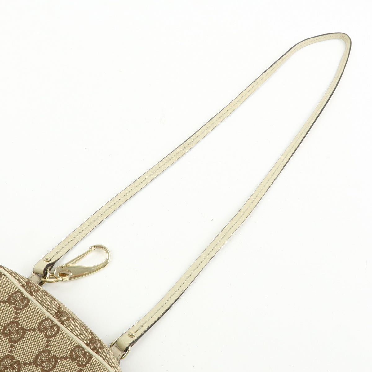 GUCCI GG Canvas Leather Shoulder Crossbody Bag Beige White 120975