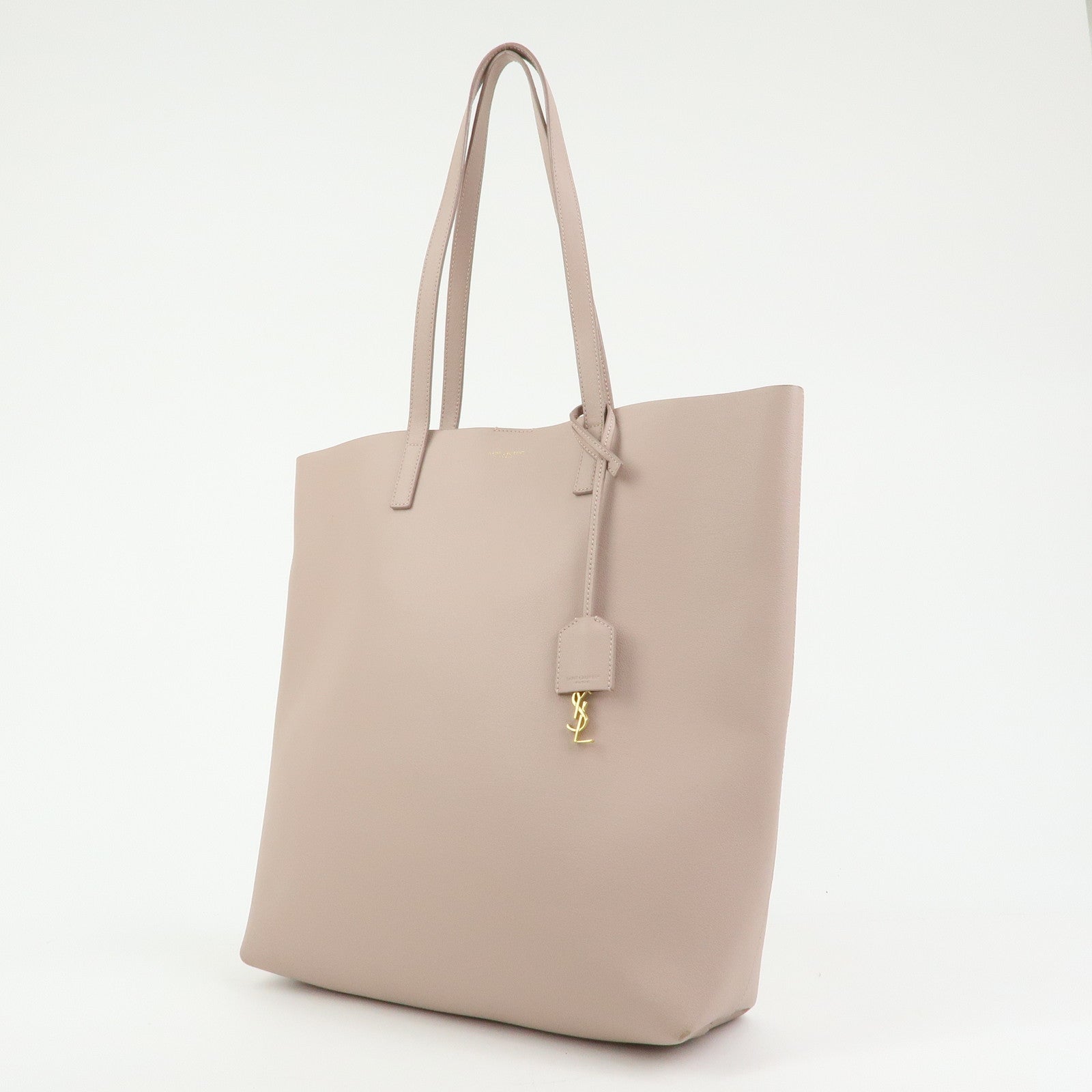 SAINT LAURENT PARIS Casandra Leather Tote Bag Shoulder Bag Pink Beige