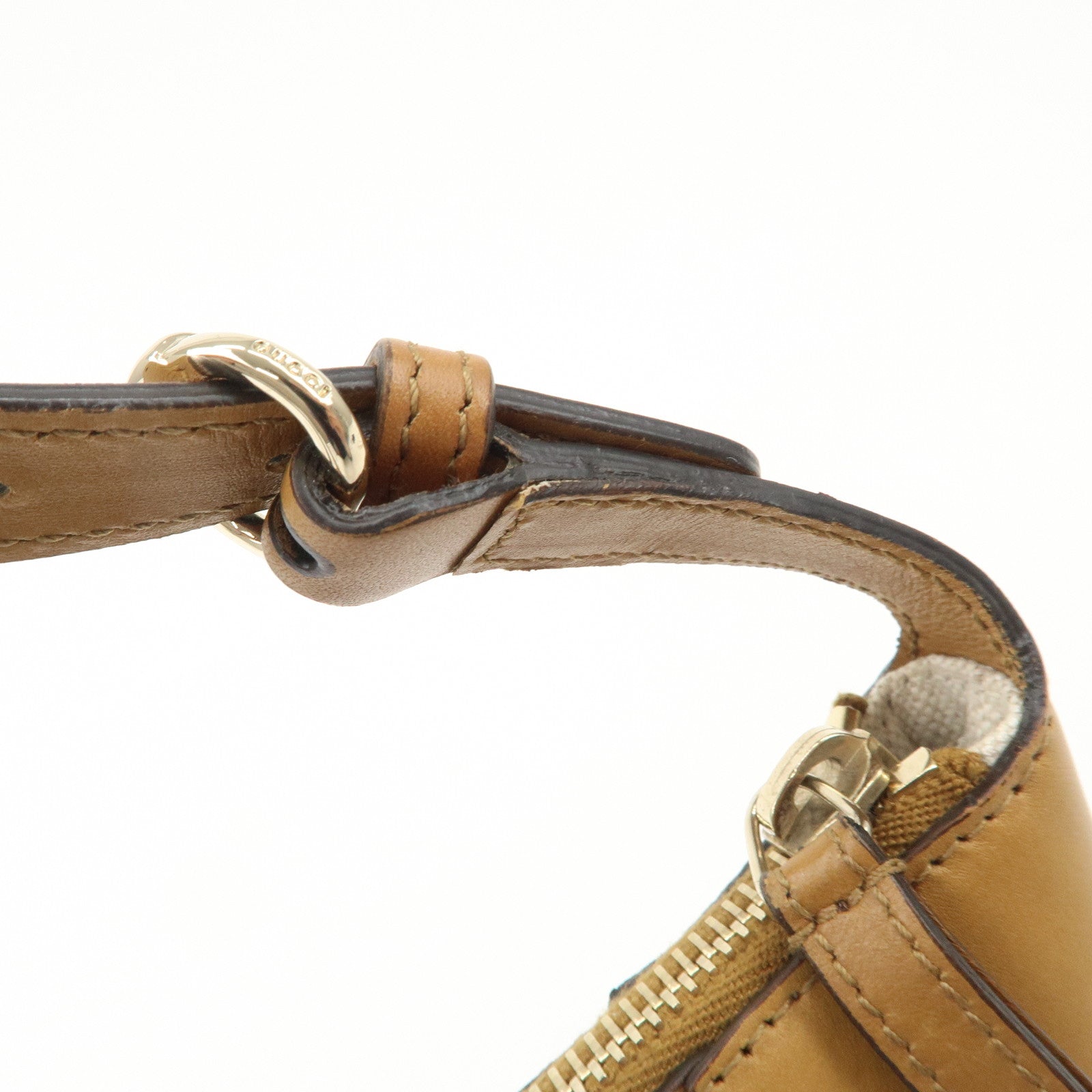 GUCCI GG Denim Leather Accessory Pouch Hand Bag Blue Brown 224093 Used