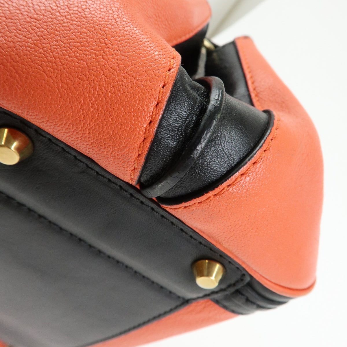 Chloe Logo Alice Leather 2Way Bag Hand Bag Shoulder Bag Orange Black