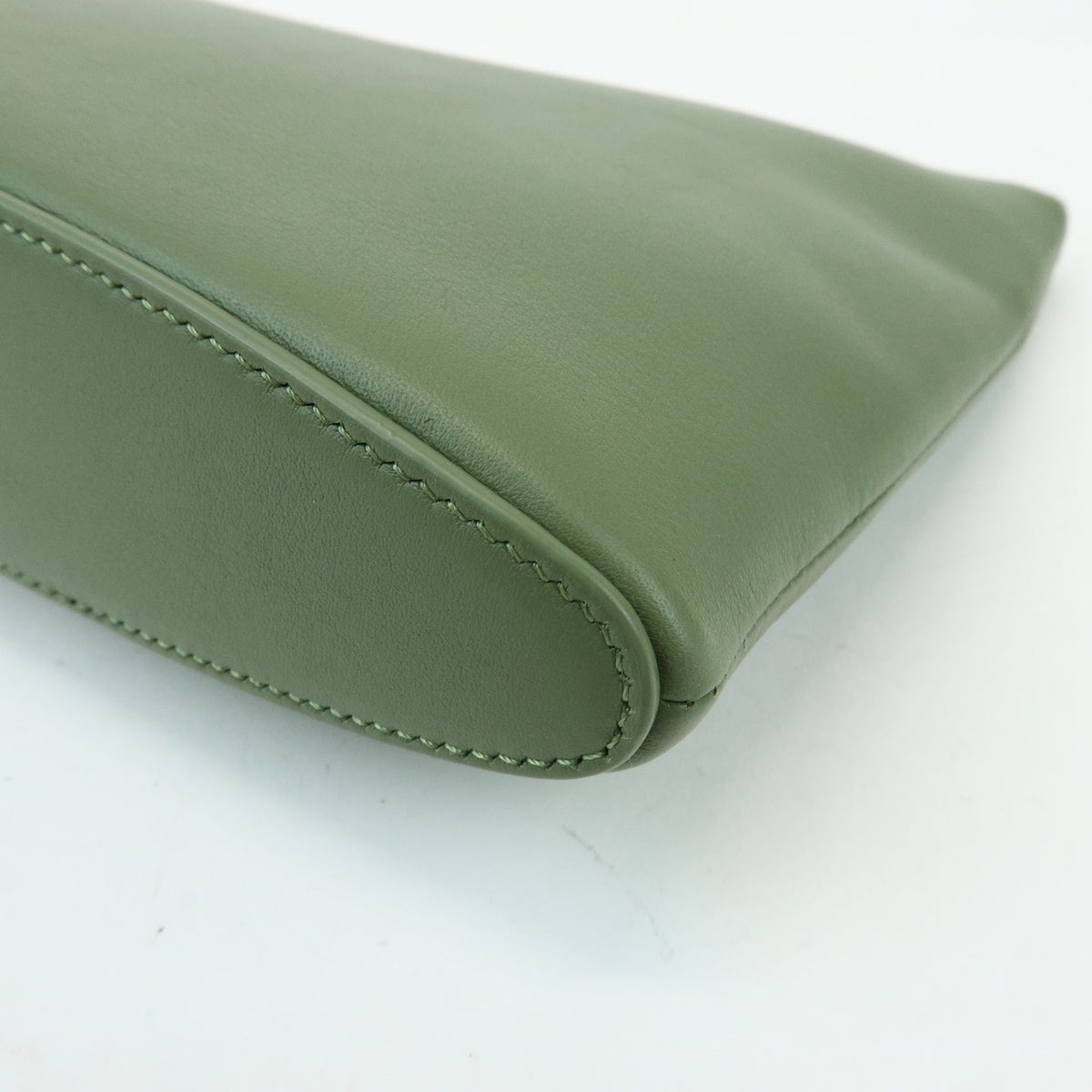 LOEWE Oblong Pouch Leather Clutch Bag Green