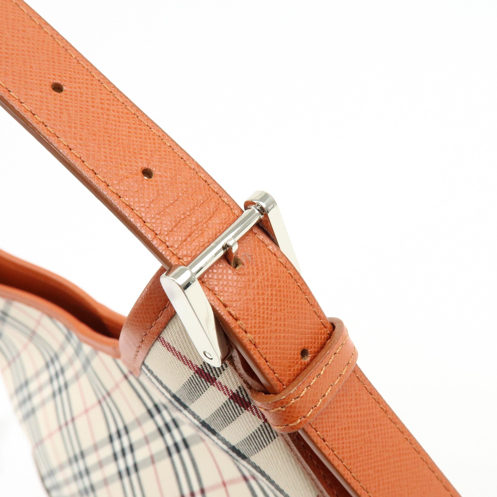 BURBERRY Nova Plaid Canvas Leather Shoulder Bag Beige