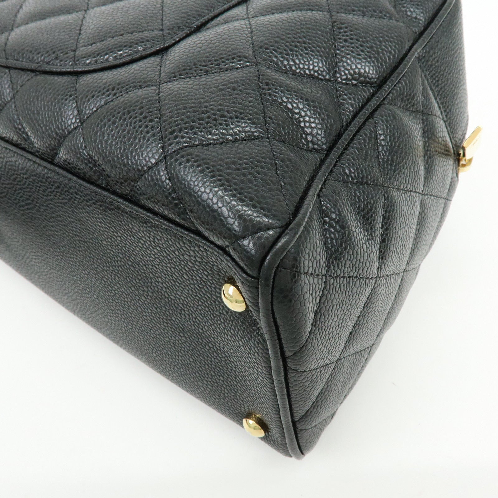CHANEL Matelasse Caviarskin Leather Boston Bag Black