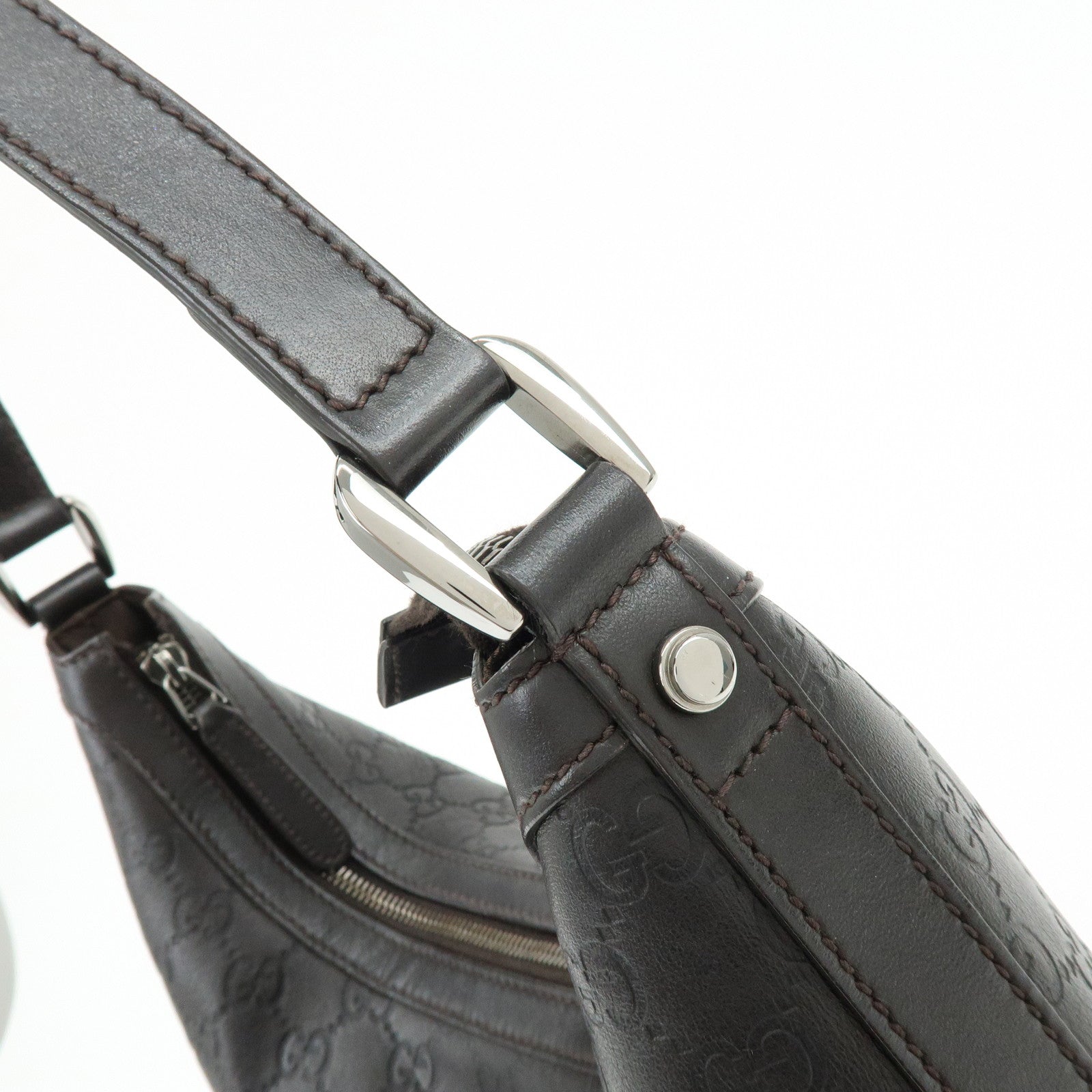 GUCCI Guccissima Interlocking G Leather Shoulder Bag Brown 339553