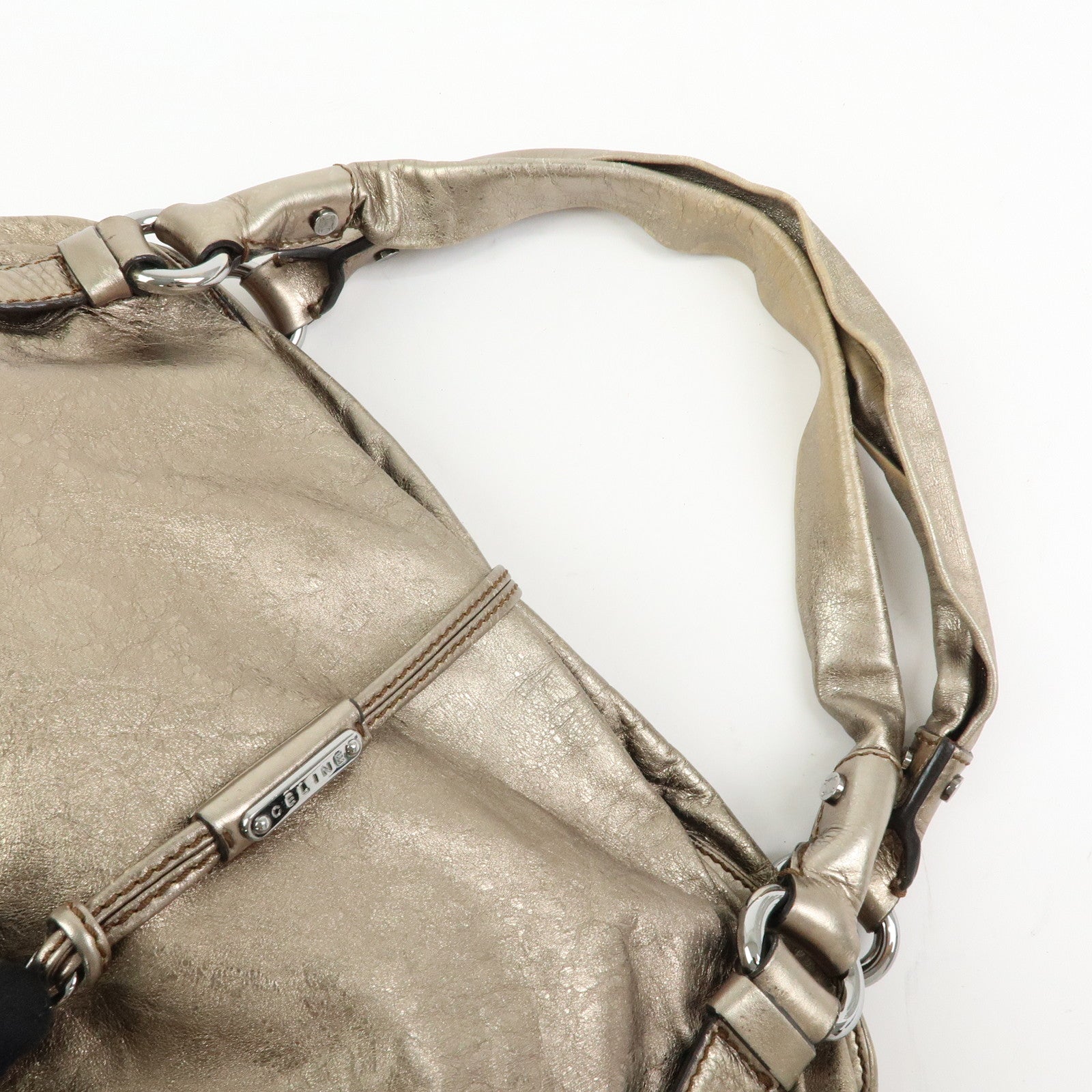 Celine Bittersweet Leather Shoulder Bag Hand Bag Hobo Bag Gold