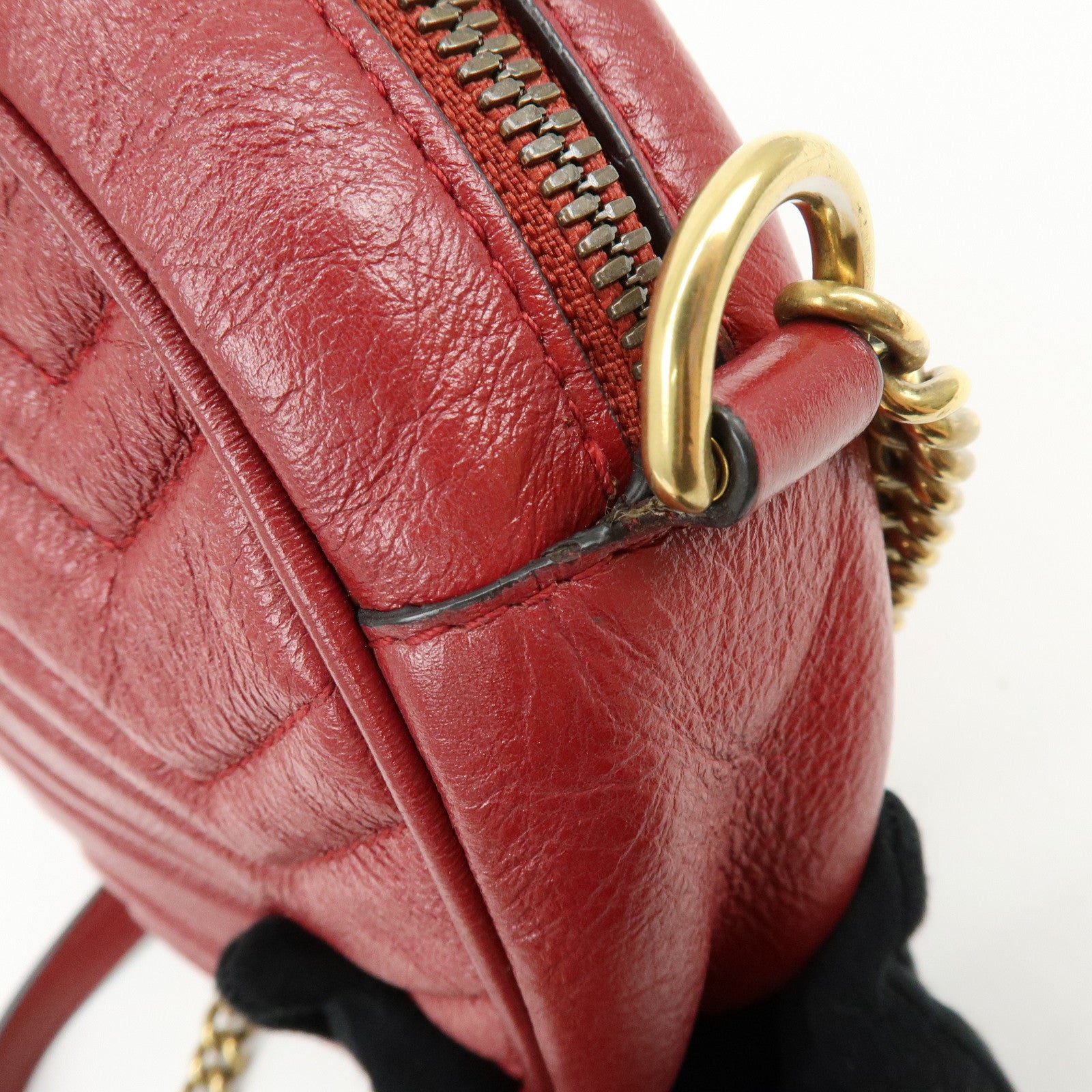 GUCCI GG Marmont Chevron Leather Chain Shoulder Bag Heart 550154