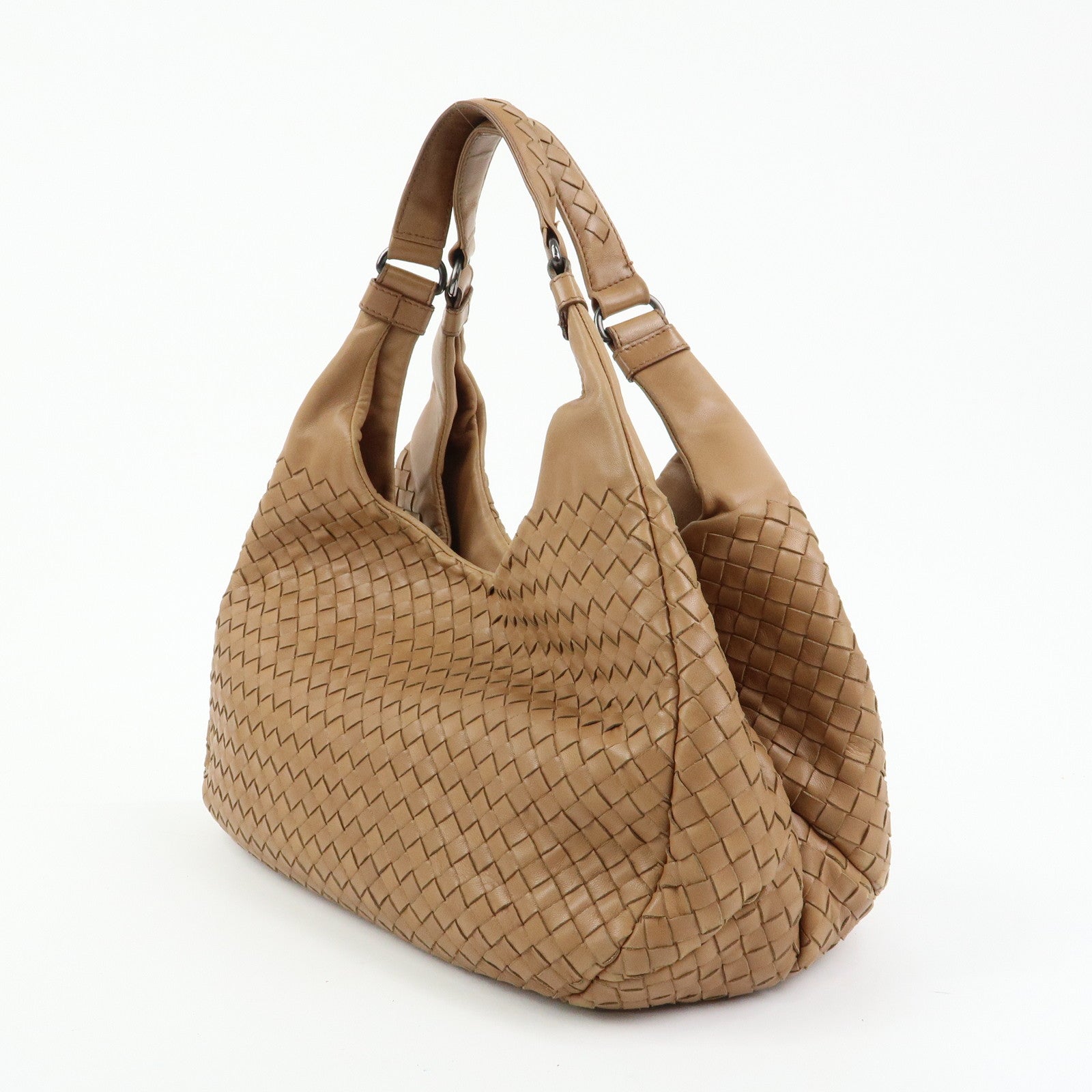 BOTTEGA VENETA Intrecciato Campana Medium Leather Hobo Bag Beige 125787